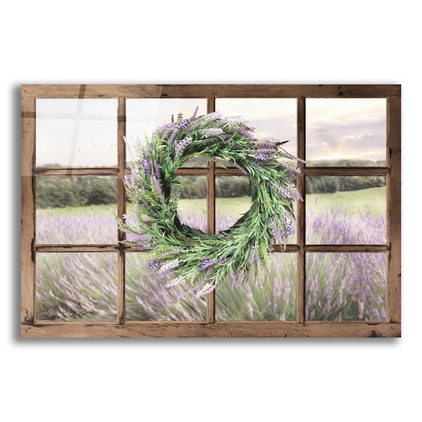 Epic Art 'Lavender Fields Window' by Lori Deiter Acrylic Glass Wall Art