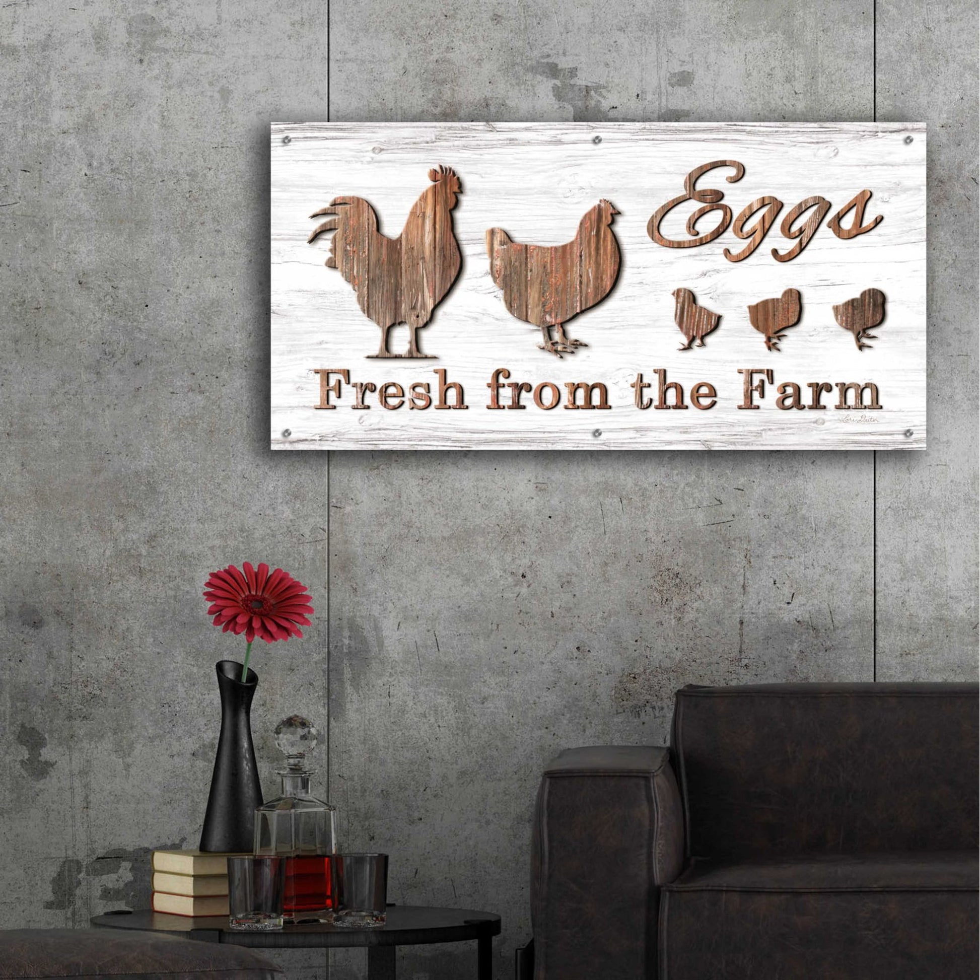 Epic Art 'Farm Fresh Eggs' by Lori Deiter Acrylic Glass Wall Art,48x24