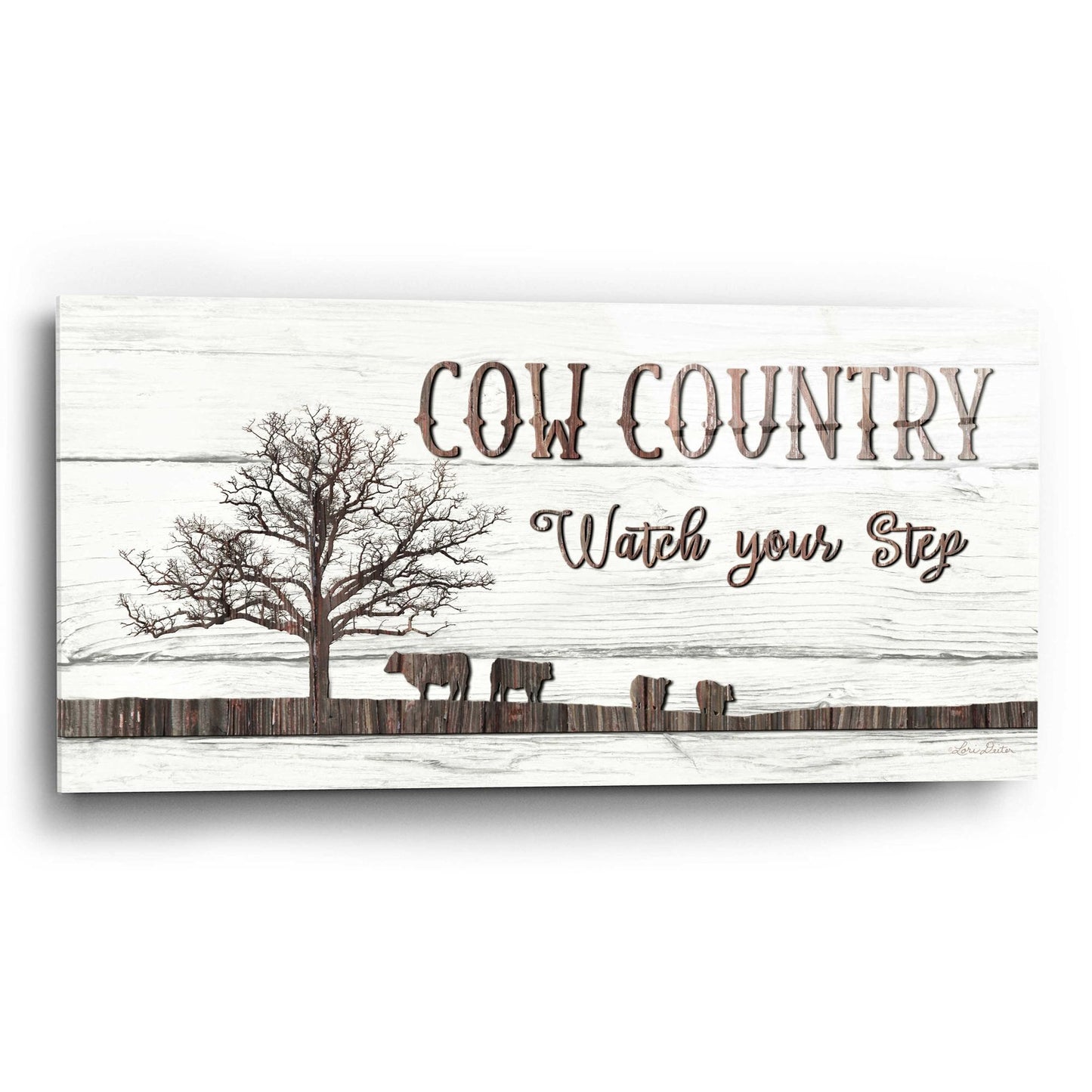 Epic Art 'Cow Country' by Lori Deiter Acrylic Glass Wall Art,24x12