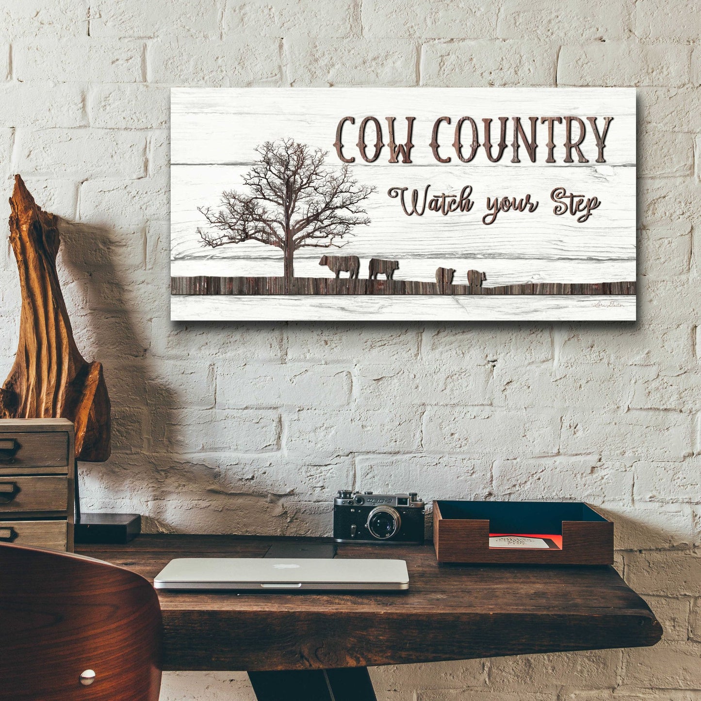 Epic Art 'Cow Country' by Lori Deiter Acrylic Glass Wall Art,24x12