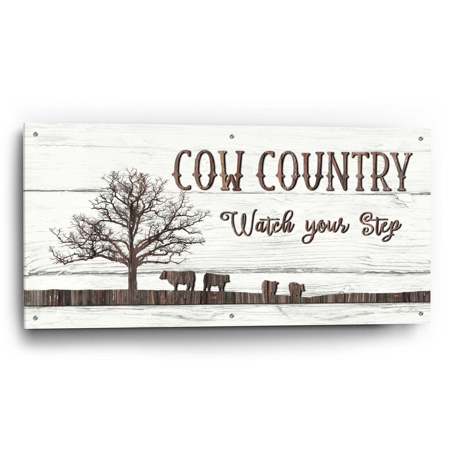 Epic Art 'Cow Country' by Lori Deiter Acrylic Glass Wall Art,48x24