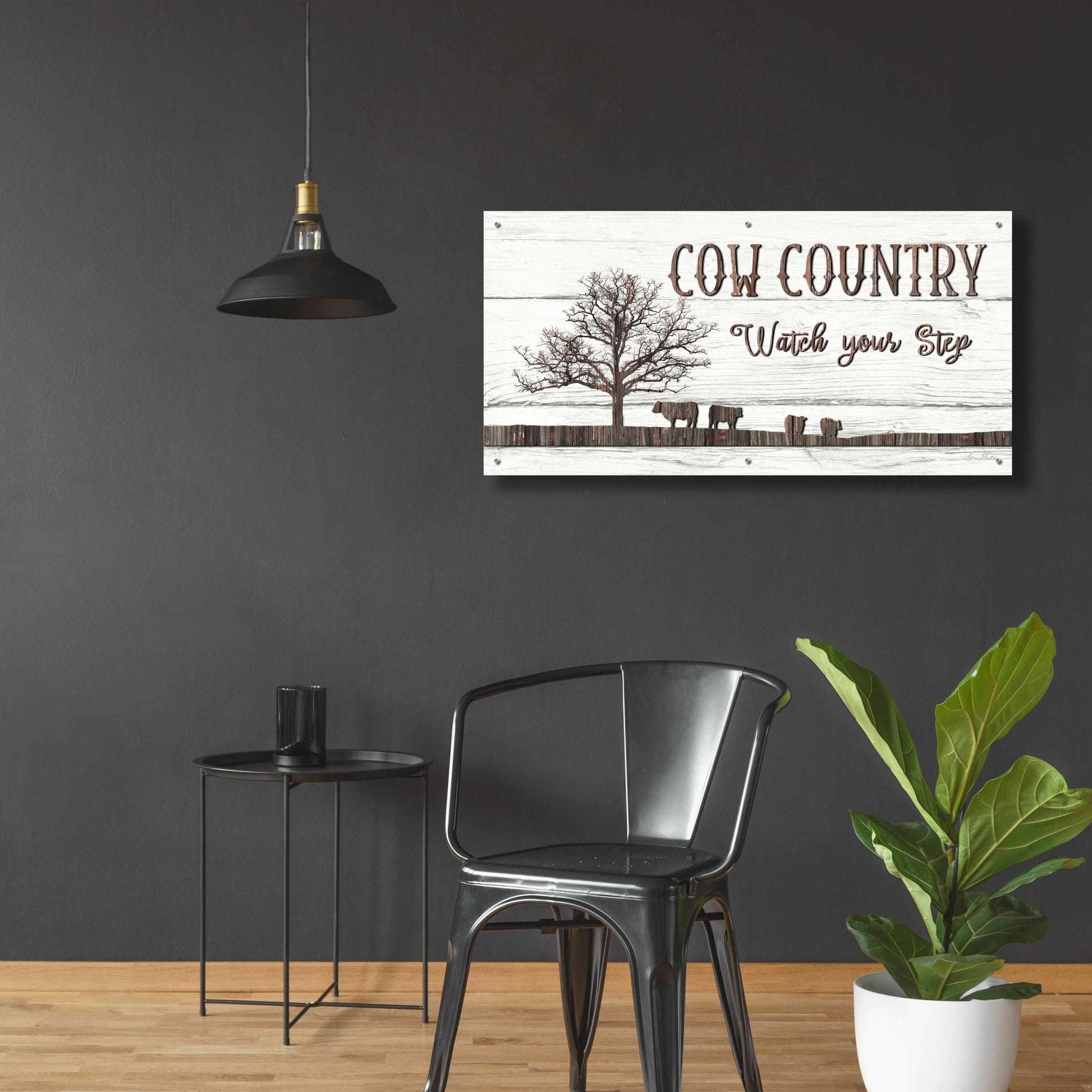 Epic Art 'Cow Country' by Lori Deiter Acrylic Glass Wall Art,48x24