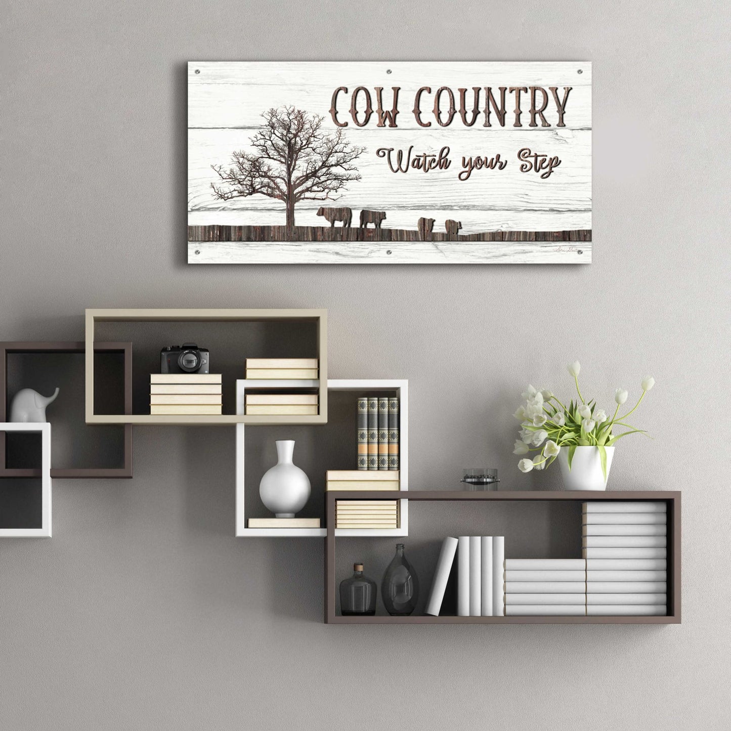 Epic Art 'Cow Country' by Lori Deiter Acrylic Glass Wall Art,48x24