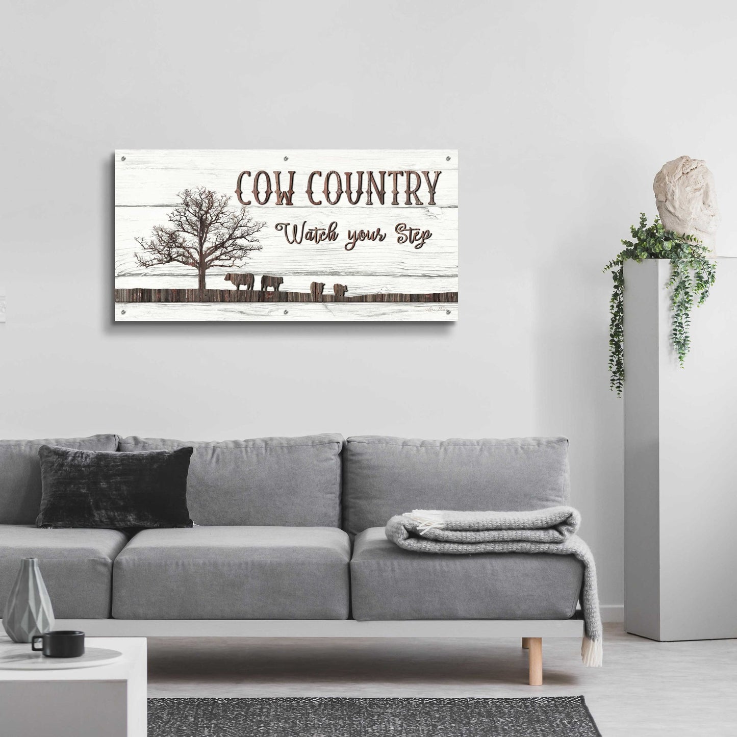 Epic Art 'Cow Country' by Lori Deiter Acrylic Glass Wall Art,48x24