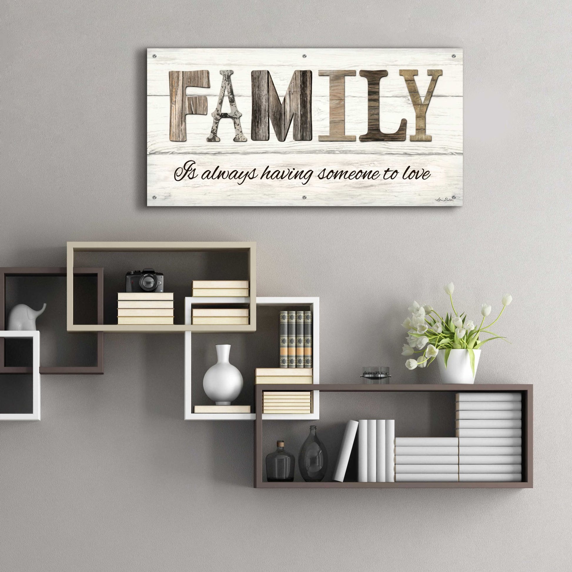 Epic Art 'Family is Always Having Someone to Love' by Lori Deiter Acrylic Glass Wall Art,48x24