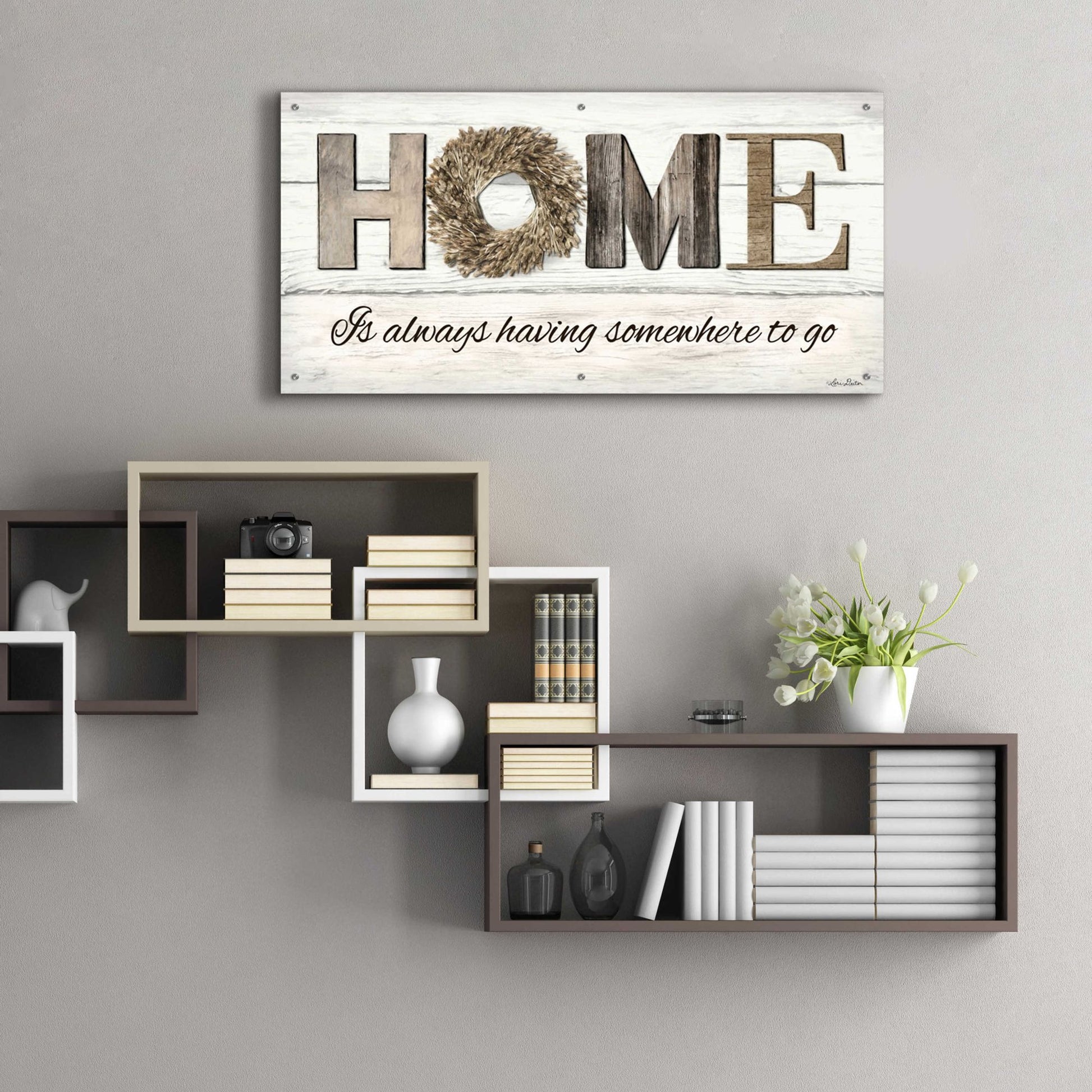 Epic Art 'Home is Always Having Somewhere to Go' by Lori Deiter Acrylic Glass Wall Art,48x24