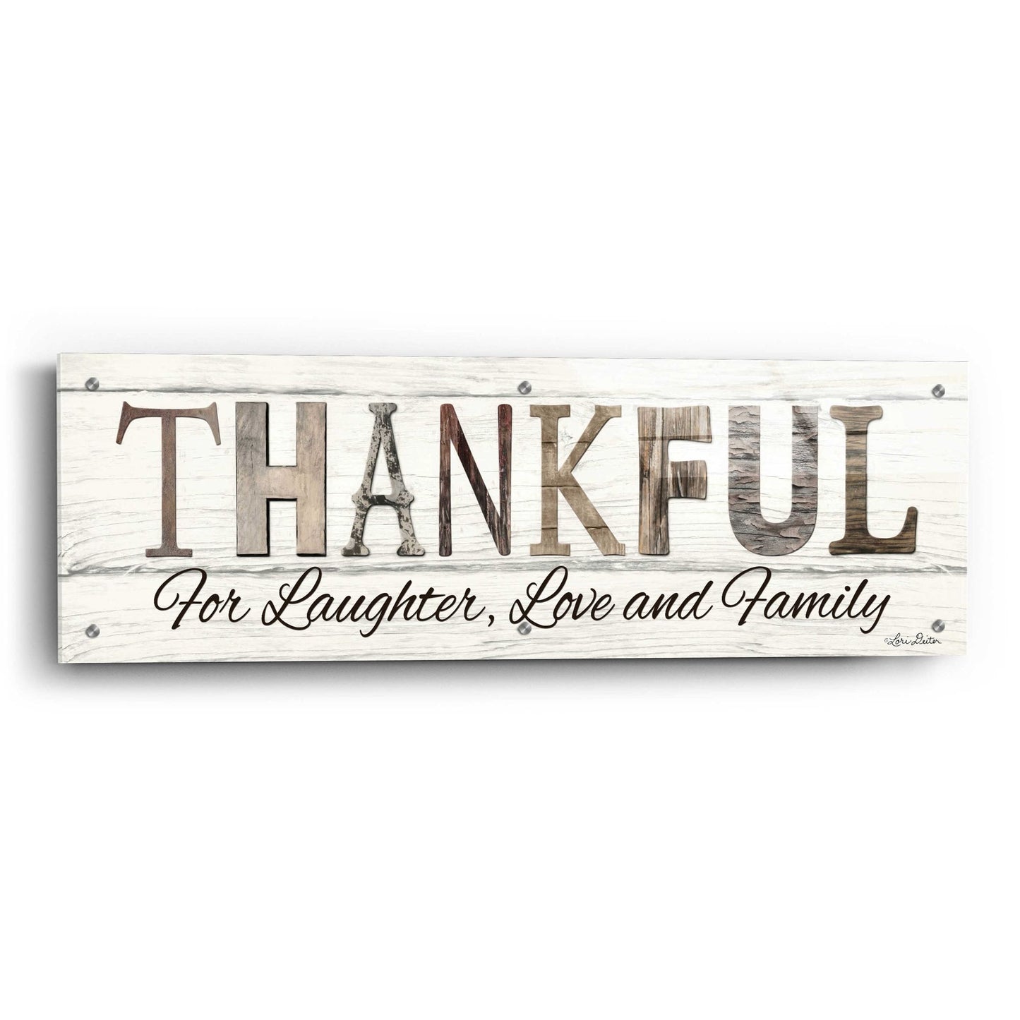 Epic Art 'Thankful for Laughter, Love and Family' by Lori Deiter Acrylic Glass Wall Art,36x12