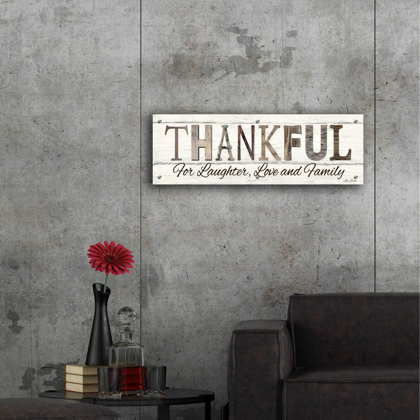 Epic Art 'Thankful for Laughter, Love and Family' by Lori Deiter Acrylic Glass Wall Art,36x12