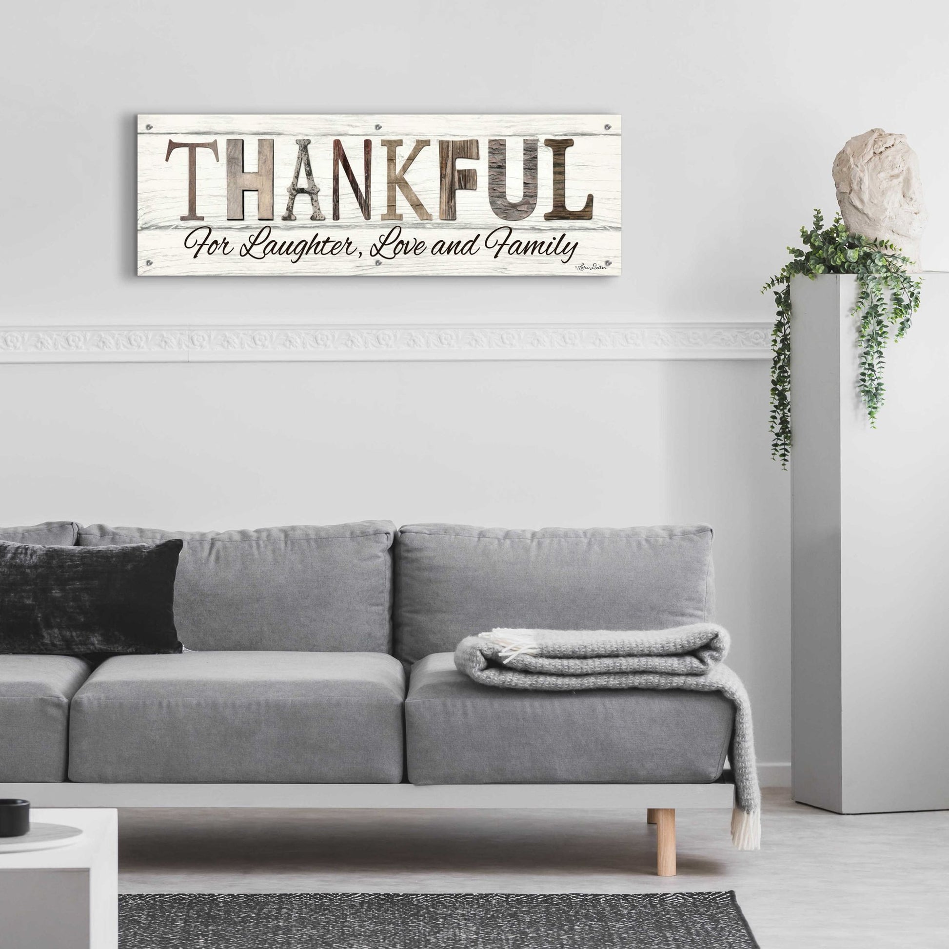 Epic Art 'Thankful for Laughter, Love and Family' by Lori Deiter Acrylic Glass Wall Art,48x16