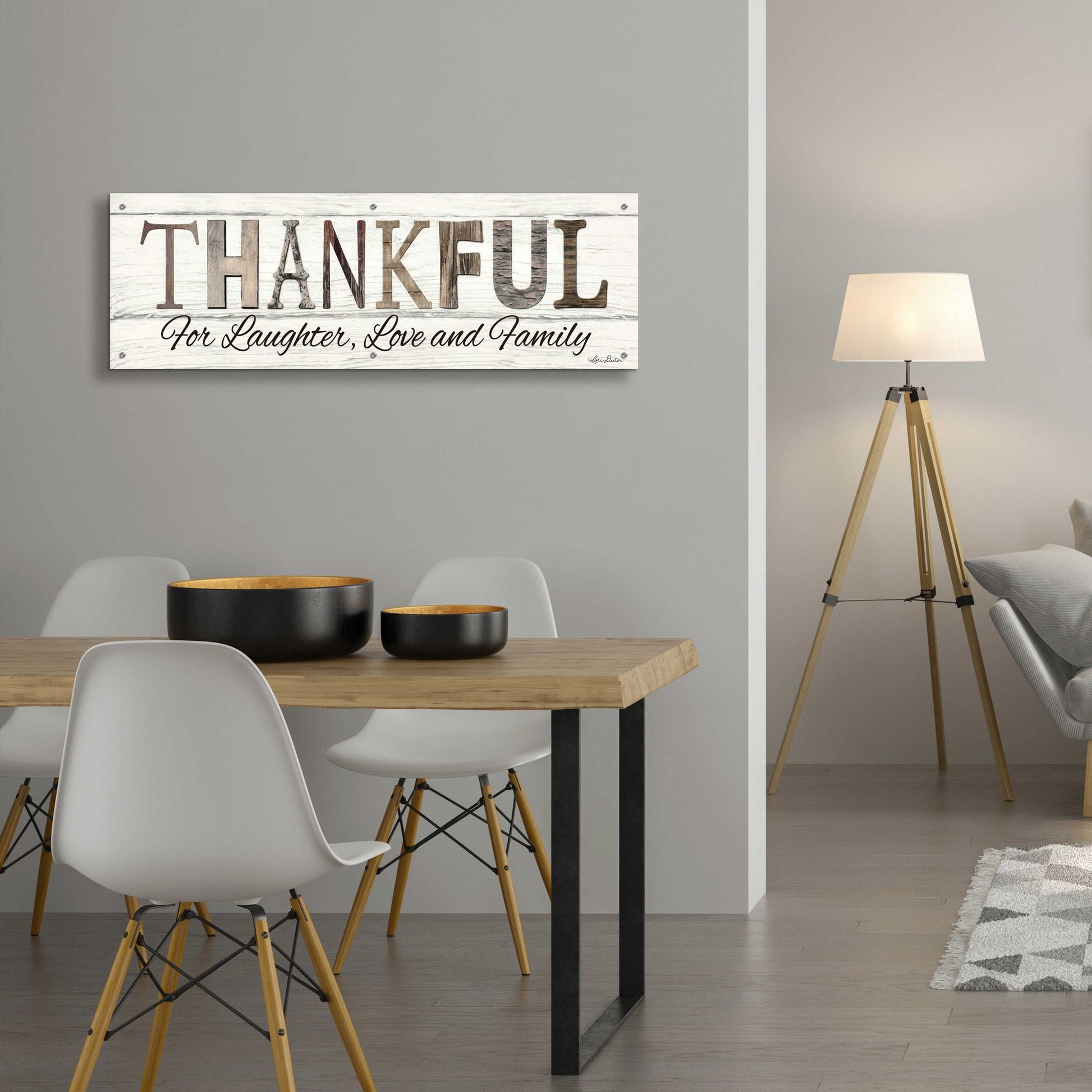 Epic Art 'Thankful for Laughter, Love and Family' by Lori Deiter Acrylic Glass Wall Art,48x16