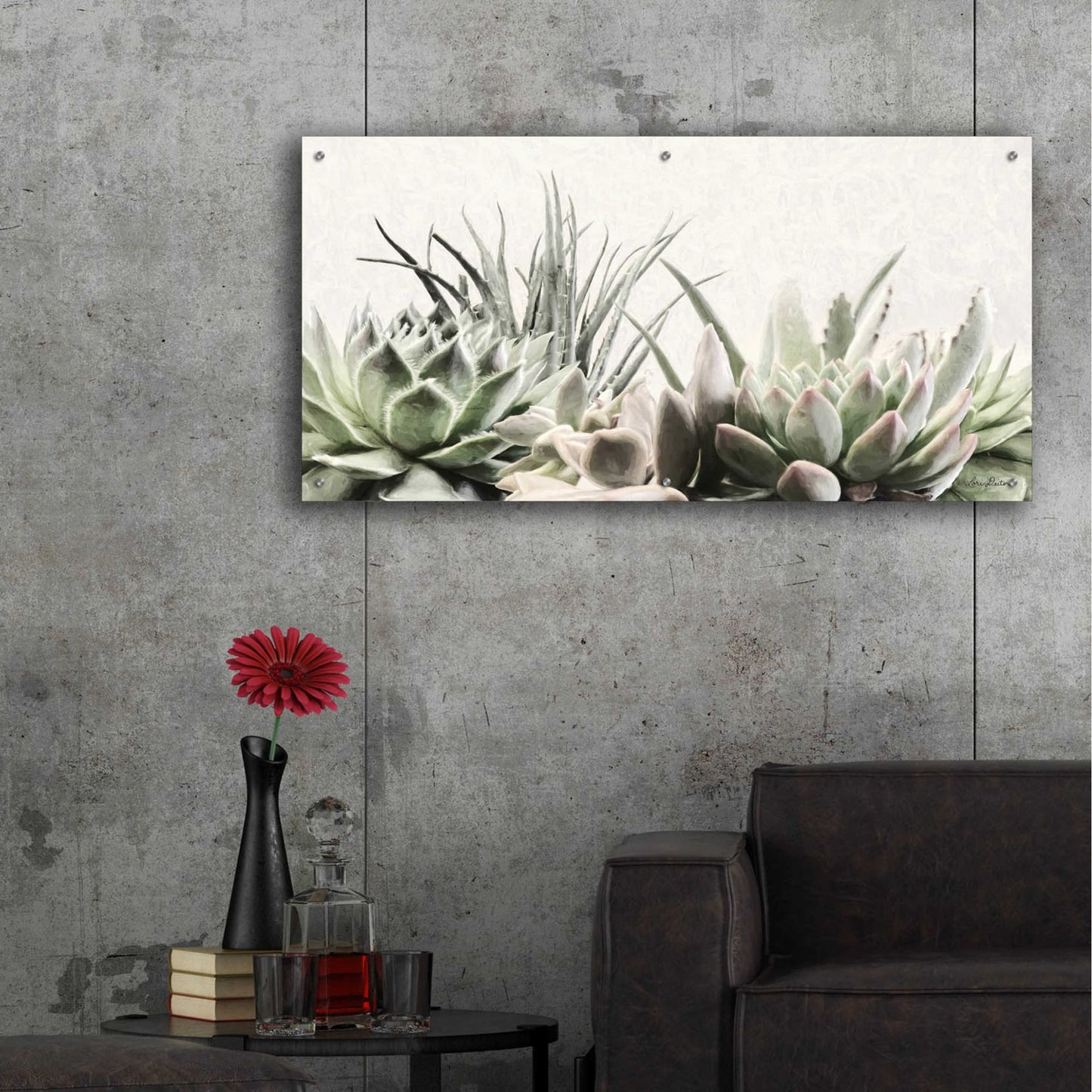 Epic Art 'Soft Succulents II' by Lori Deiter Acrylic Glass Wall Art,48x24