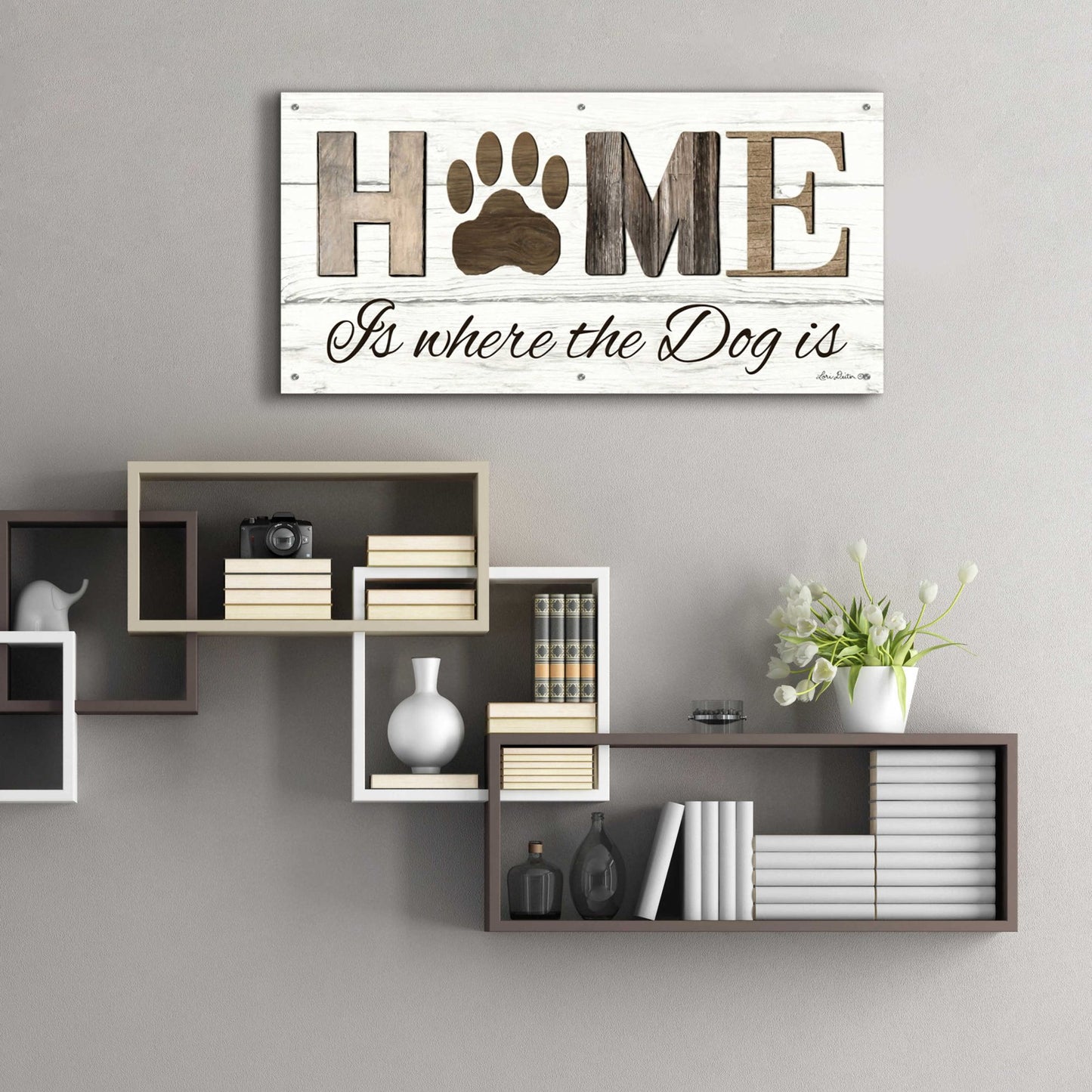 Epic Art 'Home is Where the Dog is' by Lori Deiter Acrylic Glass Wall Art,48x24