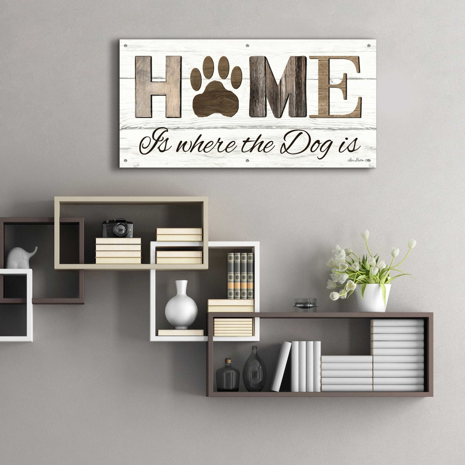 Epic Art 'Home is Where the Dog is' by Lori Deiter Acrylic Glass Wall Art,48x24