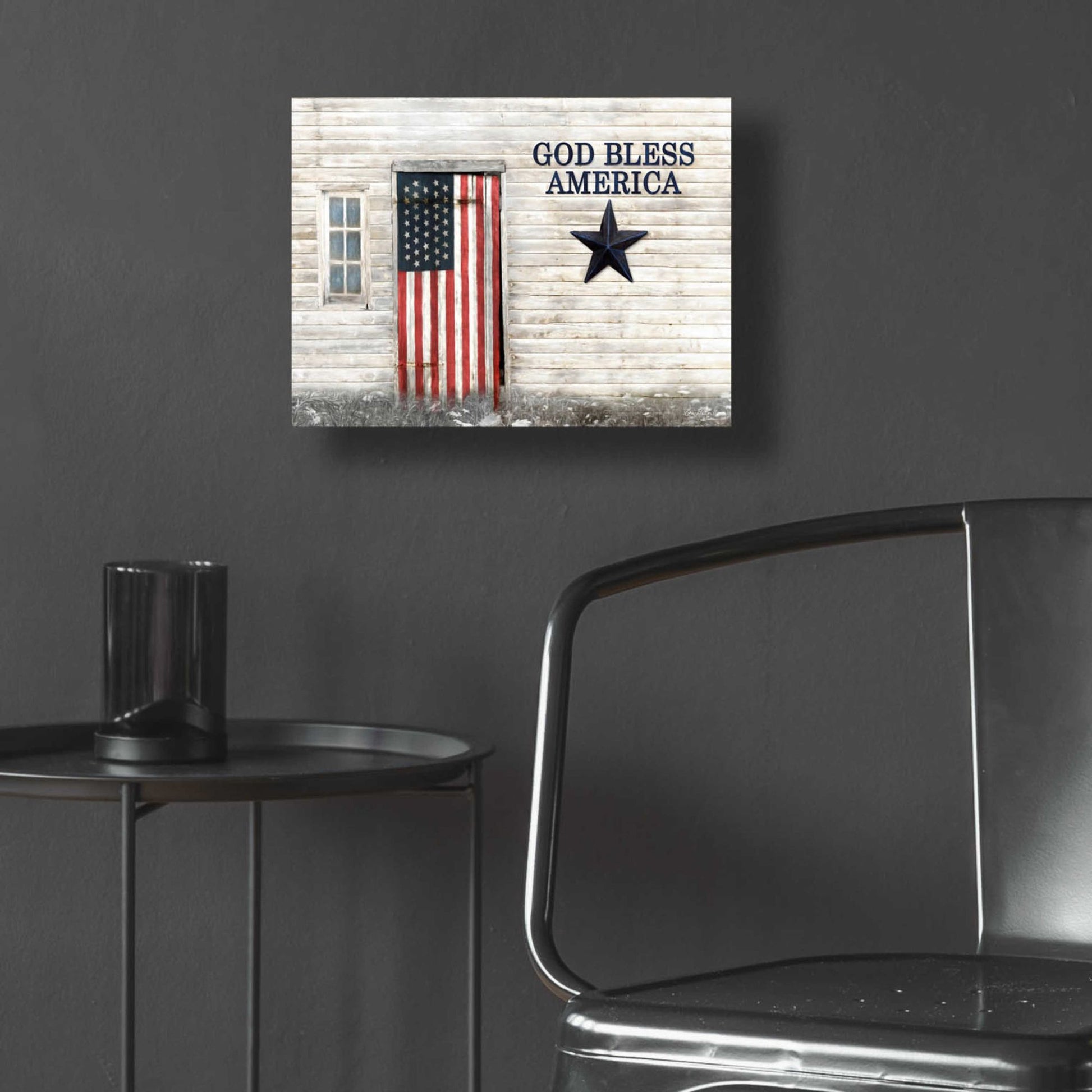 Epic Art 'God Bless American Flag' by Lori Deiter Acrylic Glass Wall Art,16x12