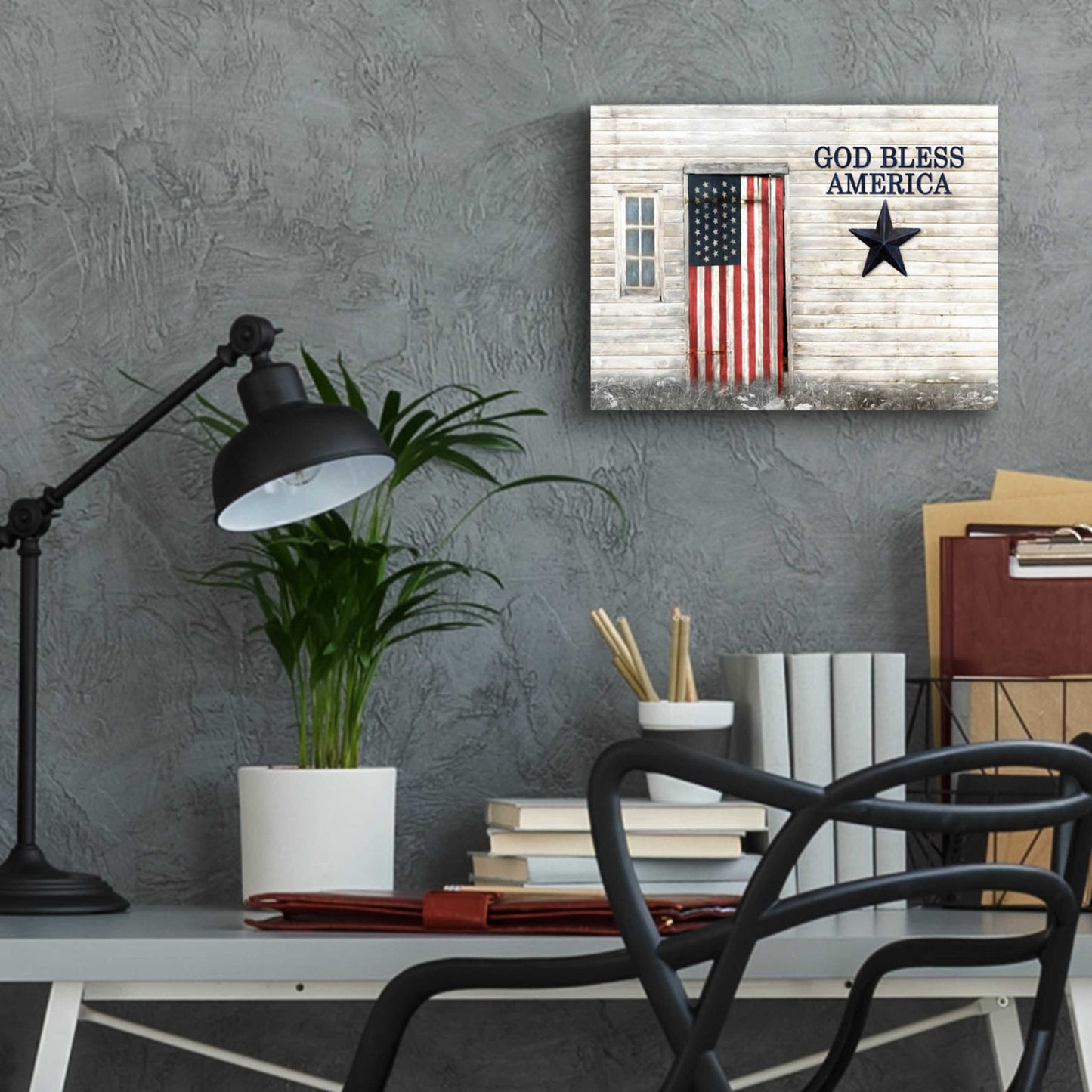 Epic Art 'God Bless American Flag' by Lori Deiter Acrylic Glass Wall Art,16x12