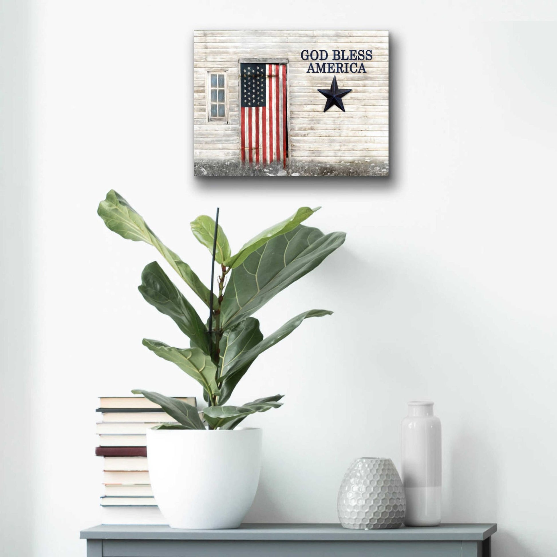 Epic Art 'God Bless American Flag' by Lori Deiter Acrylic Glass Wall Art,16x12