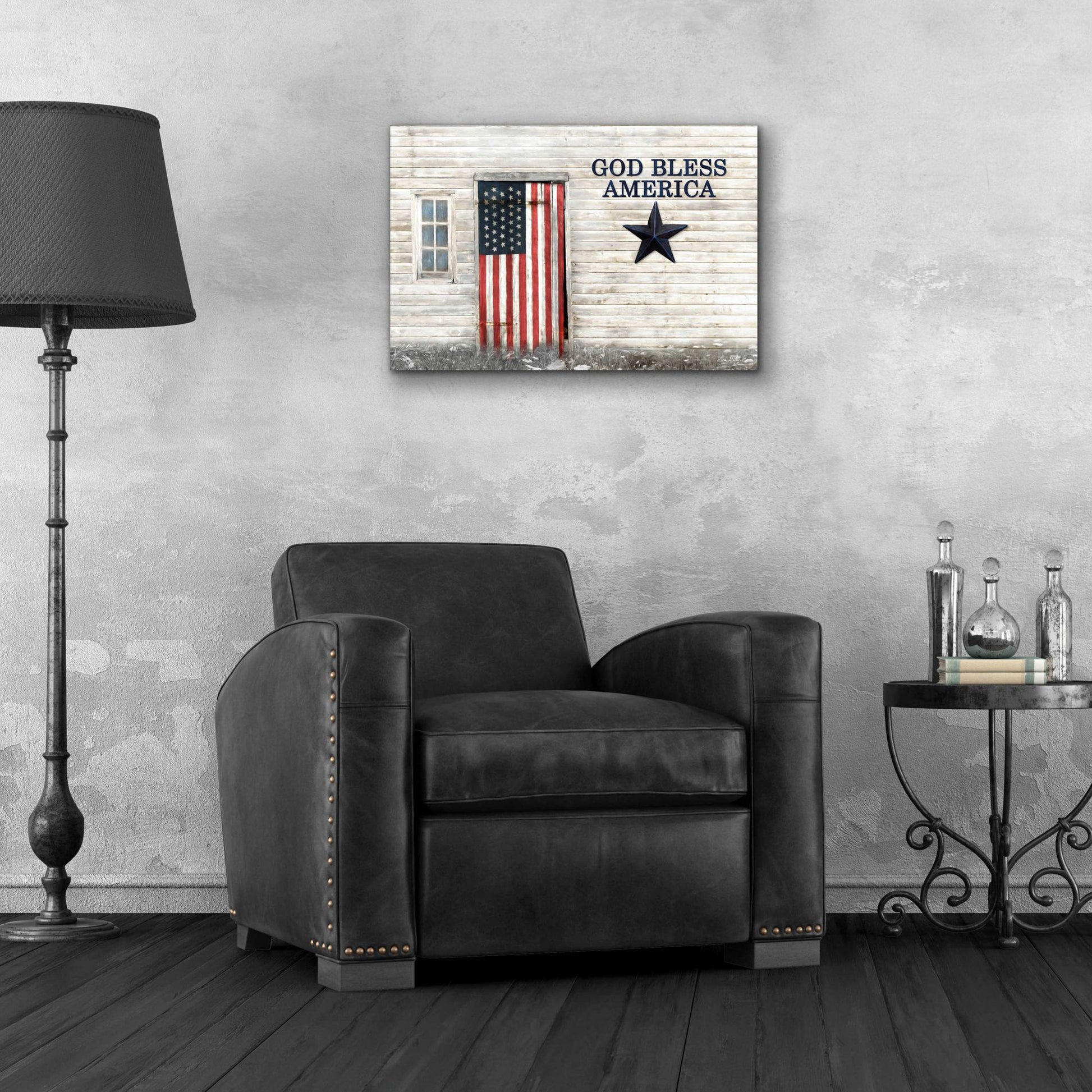 Epic Art 'God Bless American Flag' by Lori Deiter Acrylic Glass Wall Art,24x16