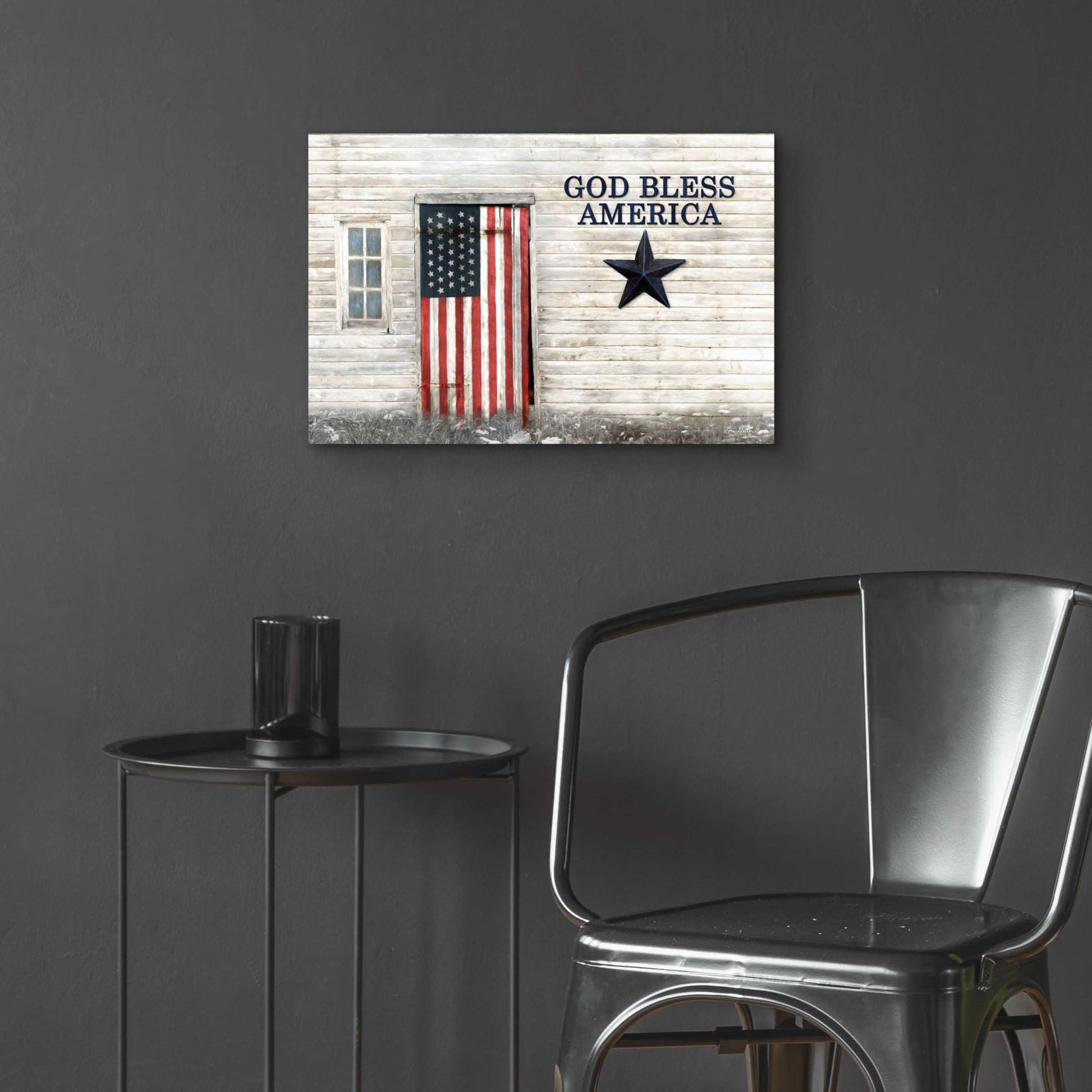 Epic Art 'God Bless American Flag' by Lori Deiter Acrylic Glass Wall Art,24x16