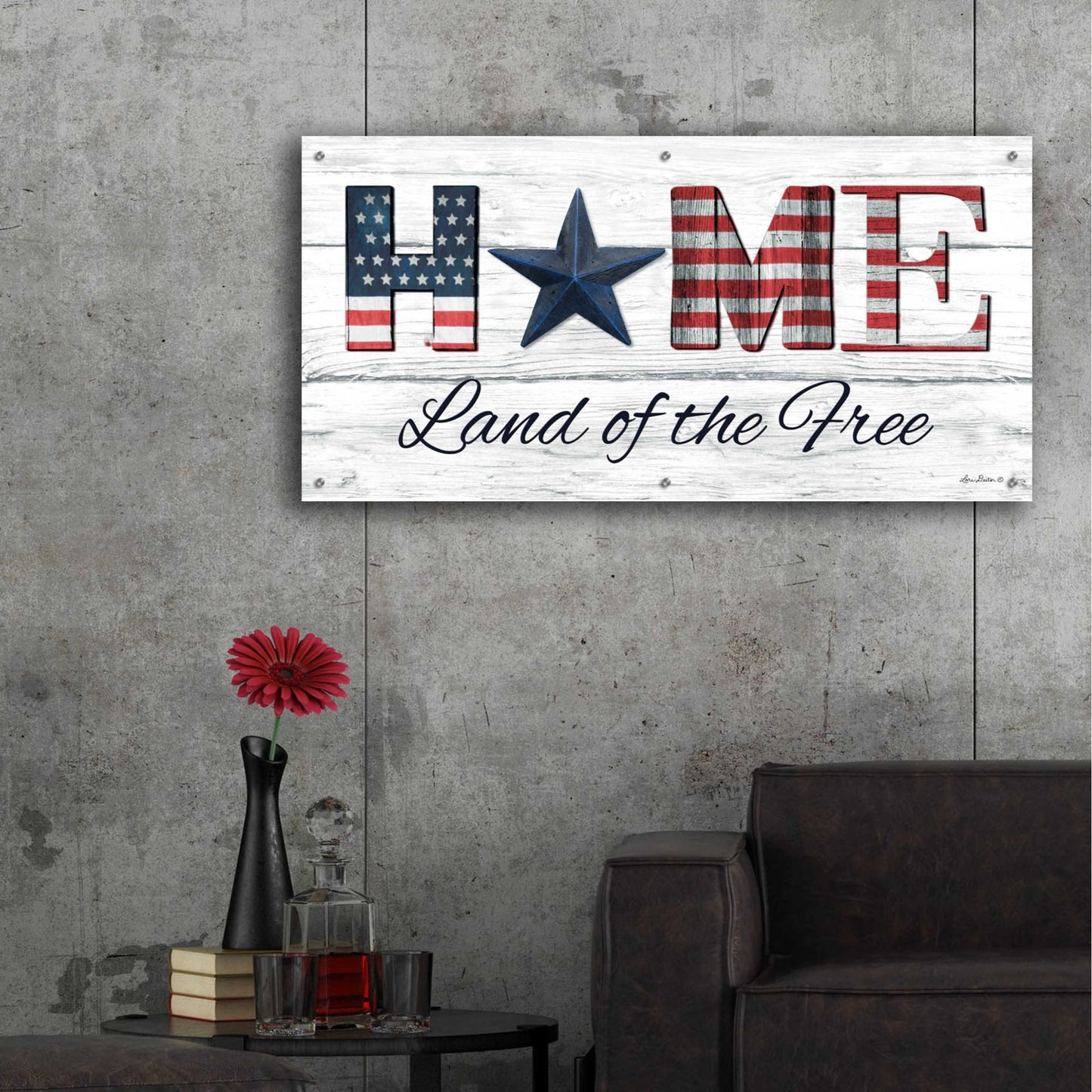 Epic Art 'Home - Land of the Free' by Lori Deiter Acrylic Glass Wall Art,48x24