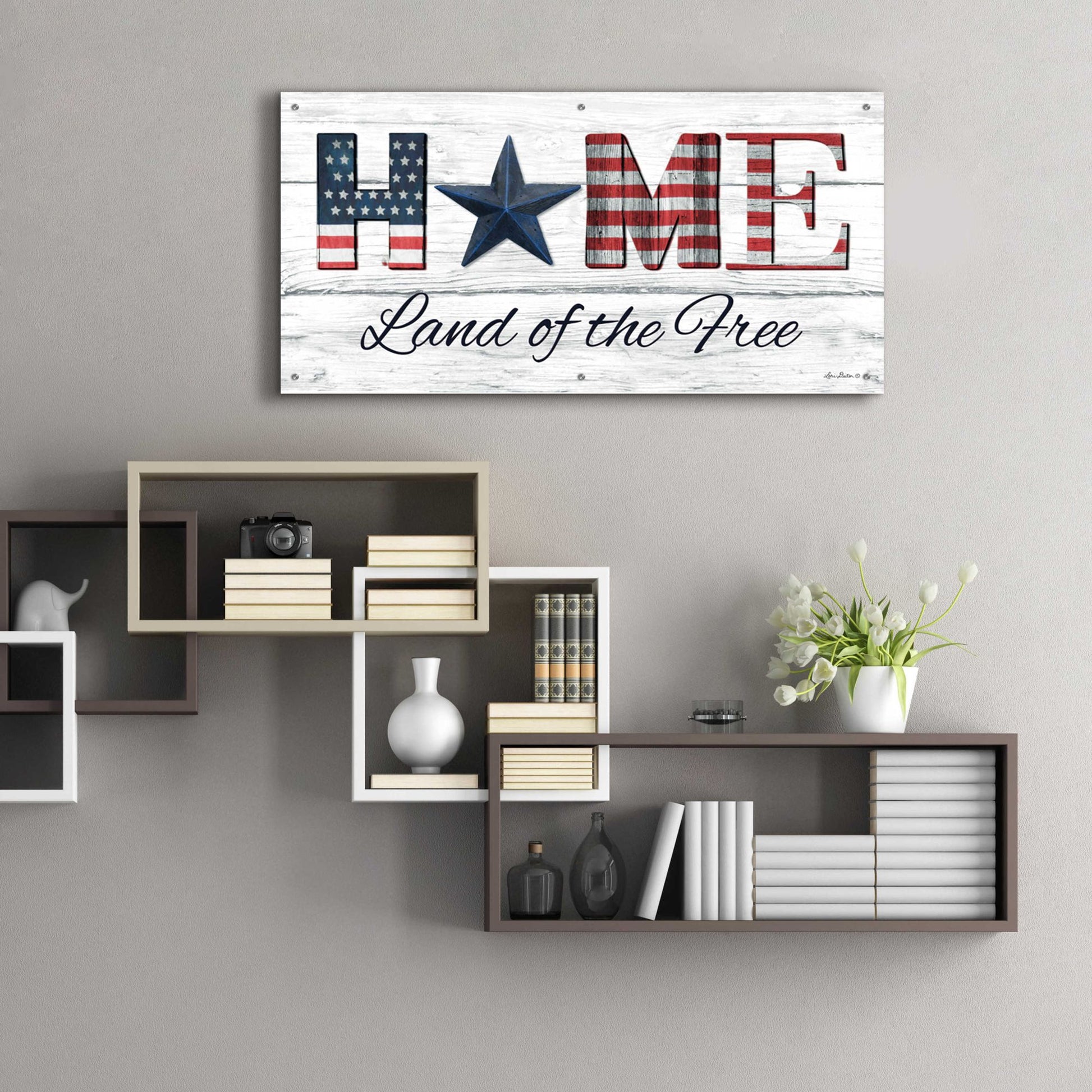 Epic Art 'Home - Land of the Free' by Lori Deiter Acrylic Glass Wall Art,48x24