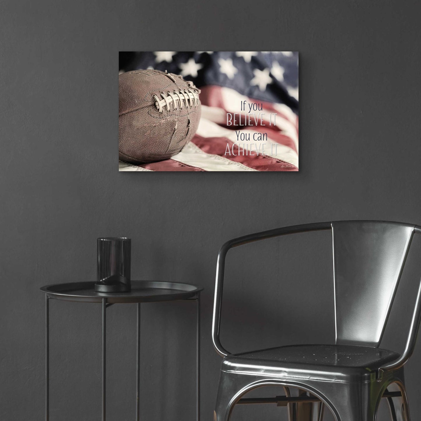 Epic Art 'Football - Believe It' by Lori Deiter Acrylic Glass Wall Art,24x16