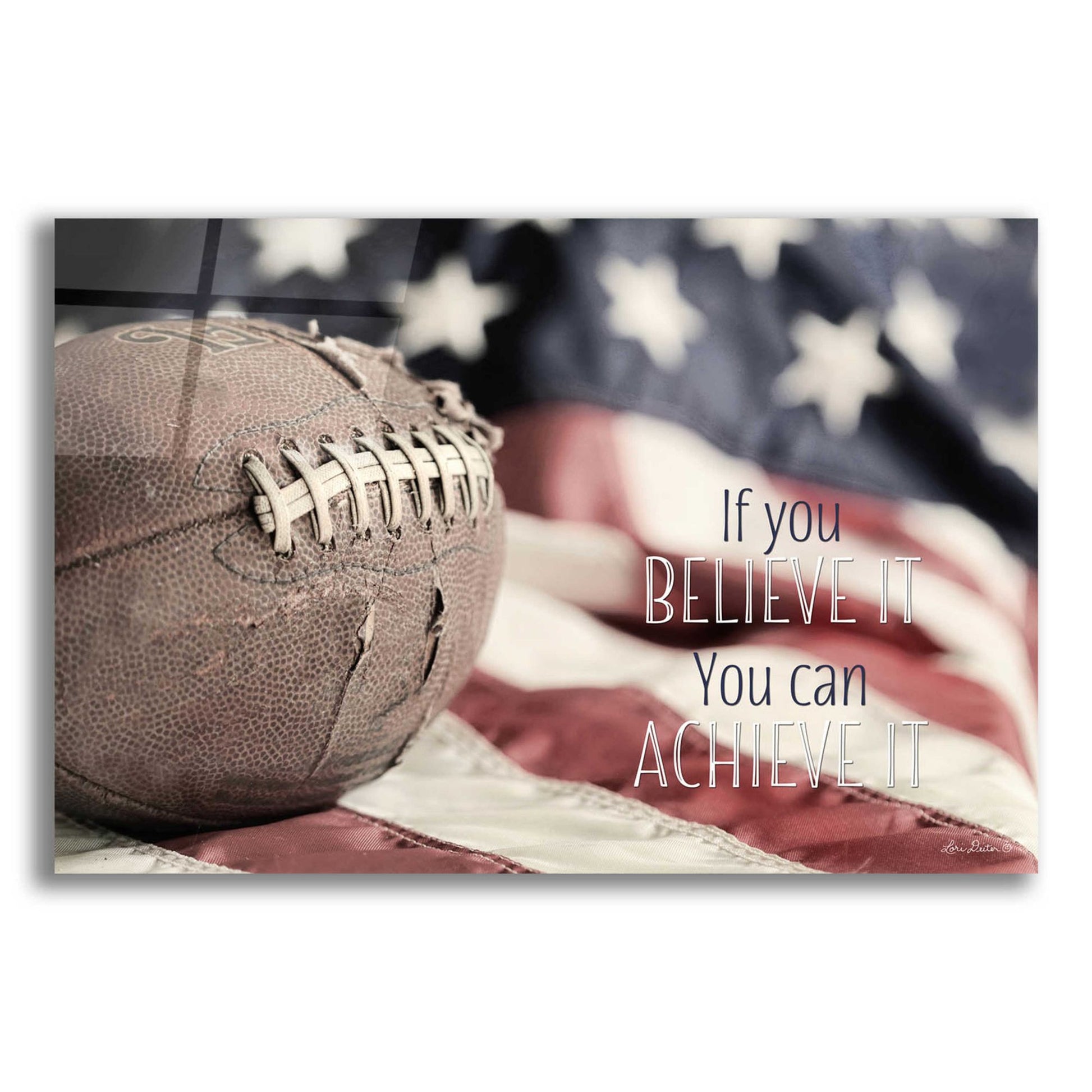 Epic Art 'Football - Believe It' by Lori Deiter Acrylic Glass Wall Art,24x16