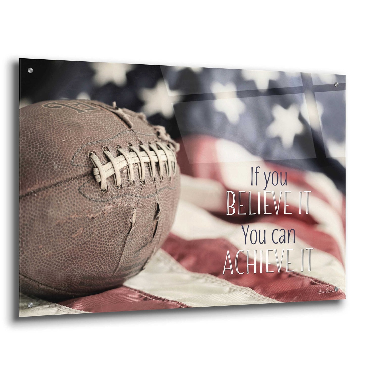 Epic Art 'Football - Believe It' by Lori Deiter Acrylic Glass Wall Art,36x24