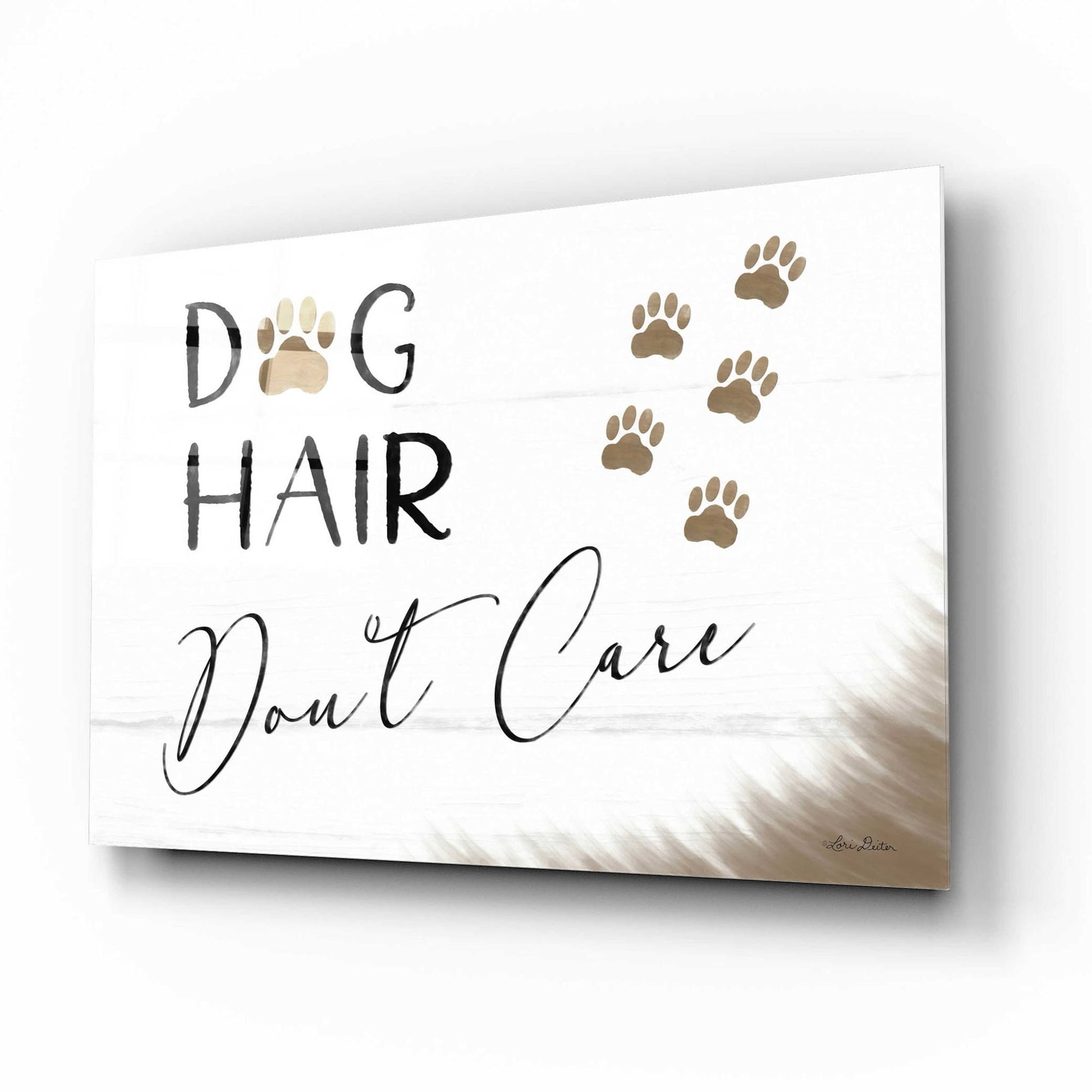 Epic Art 'Dog Hair, Don't Care' by Lori Deiter Acrylic Glass Wall Art,16x12