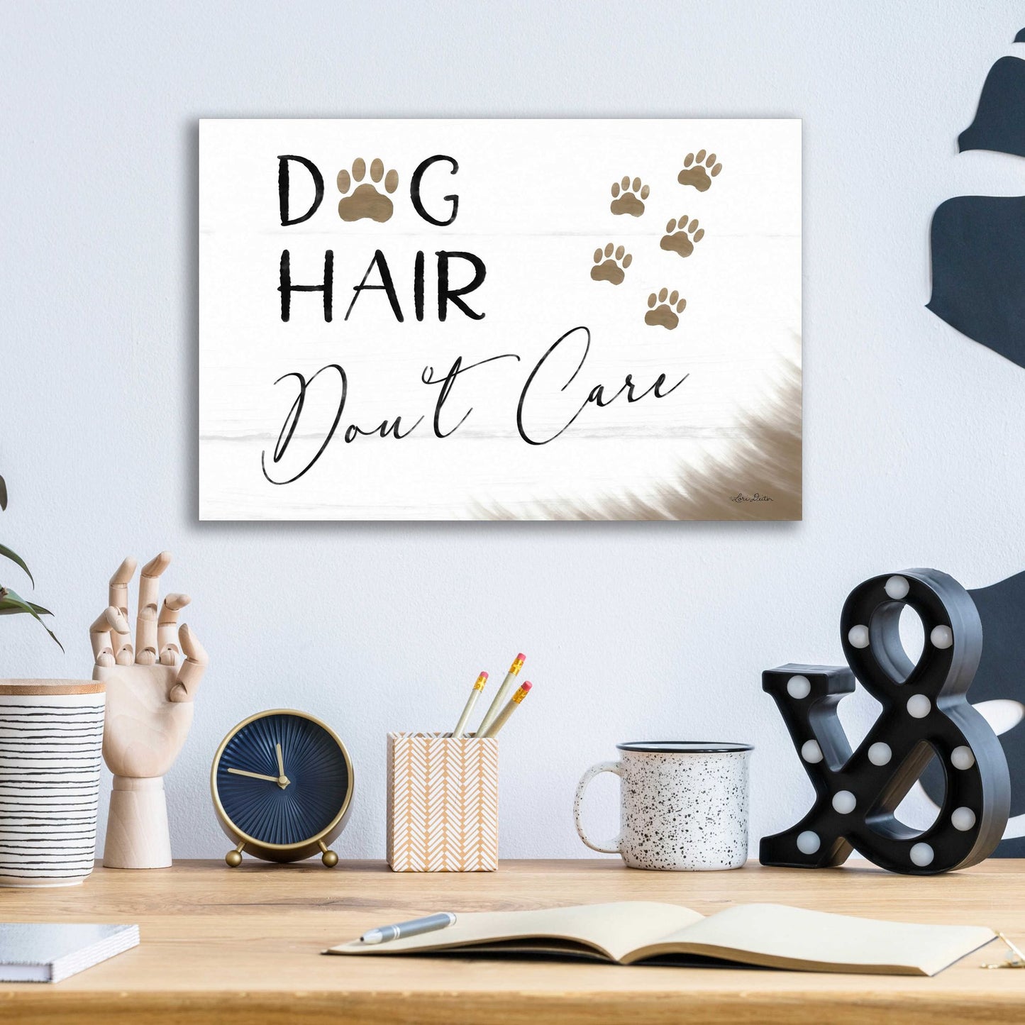 Epic Art 'Dog Hair, Don't Care' by Lori Deiter Acrylic Glass Wall Art,16x12