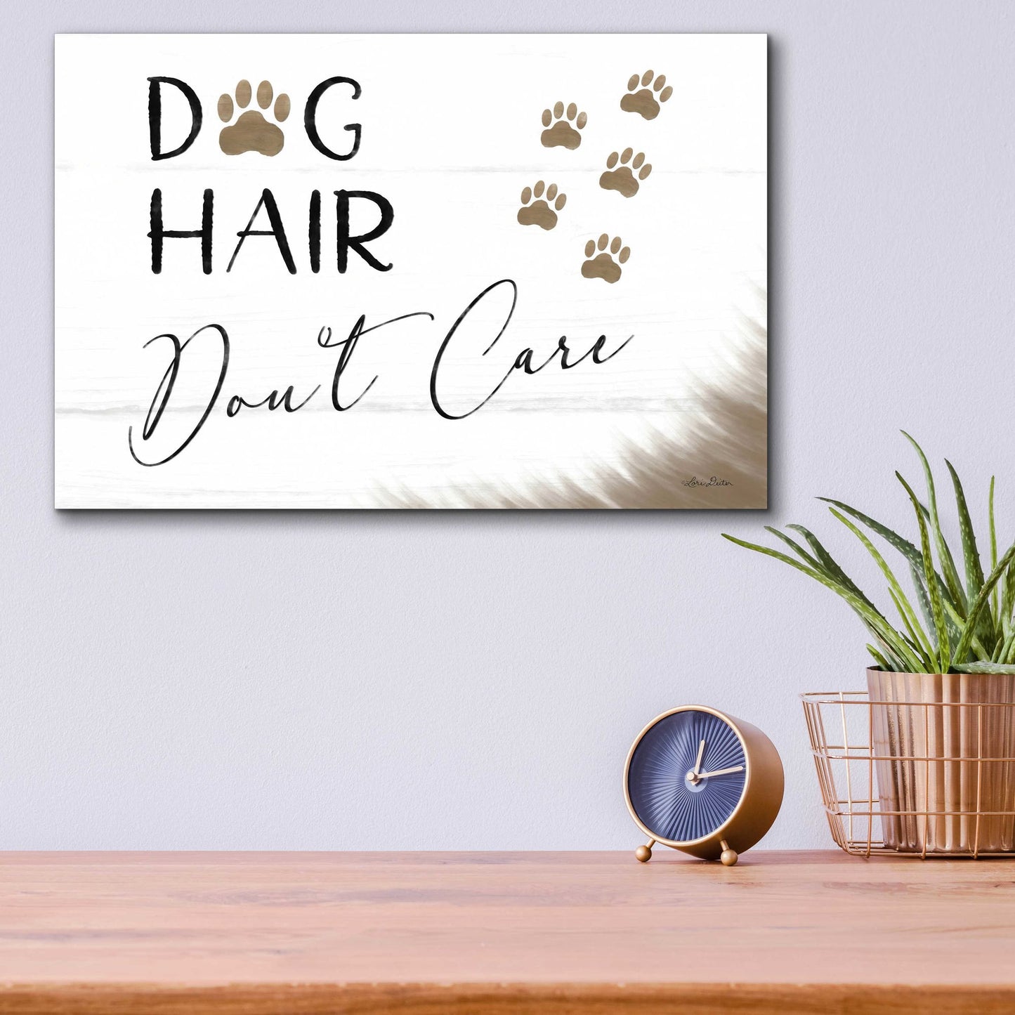 Epic Art 'Dog Hair, Don't Care' by Lori Deiter Acrylic Glass Wall Art,16x12