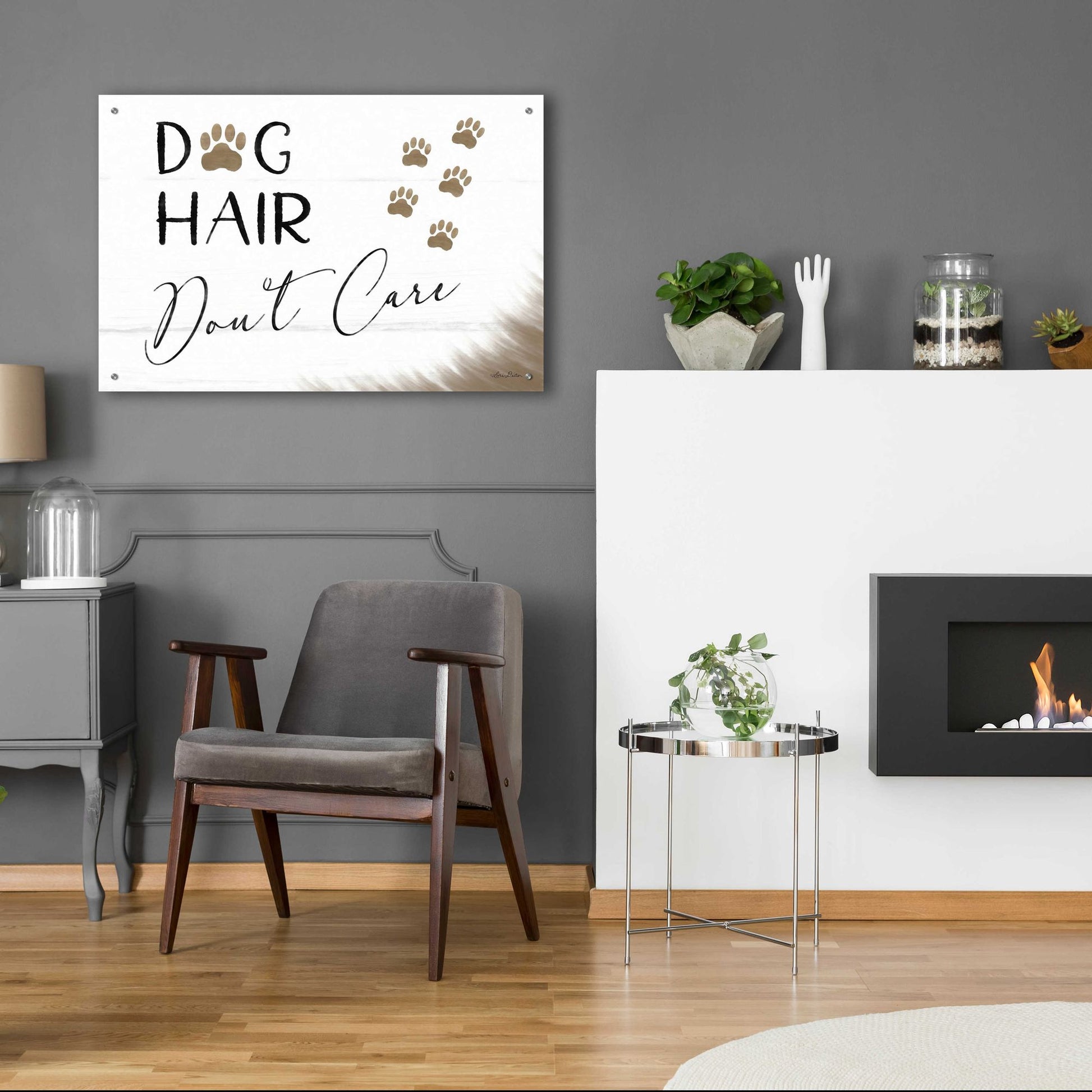 Epic Art 'Dog Hair, Don't Care' by Lori Deiter Acrylic Glass Wall Art,36x24