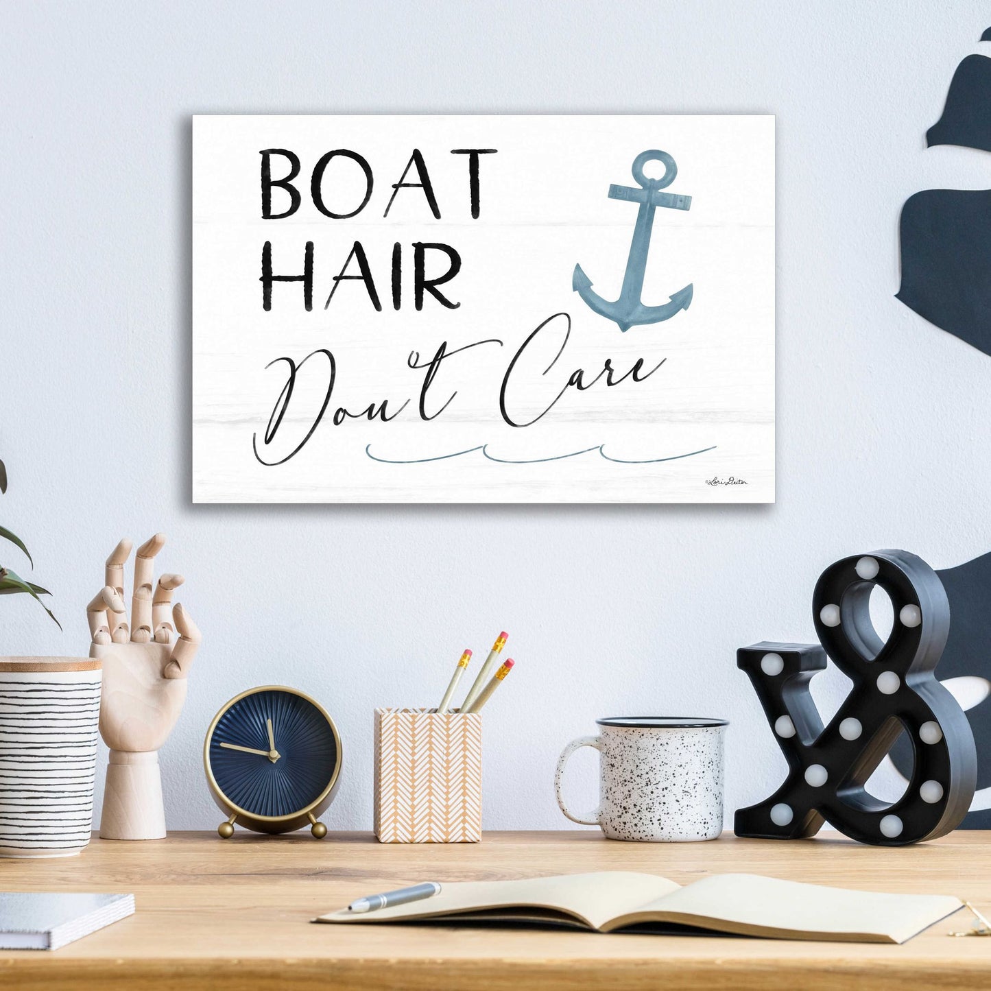 Epic Art 'Boat Hair, Don't Care' by Lori Deiter Acrylic Glass Wall Art,16x12