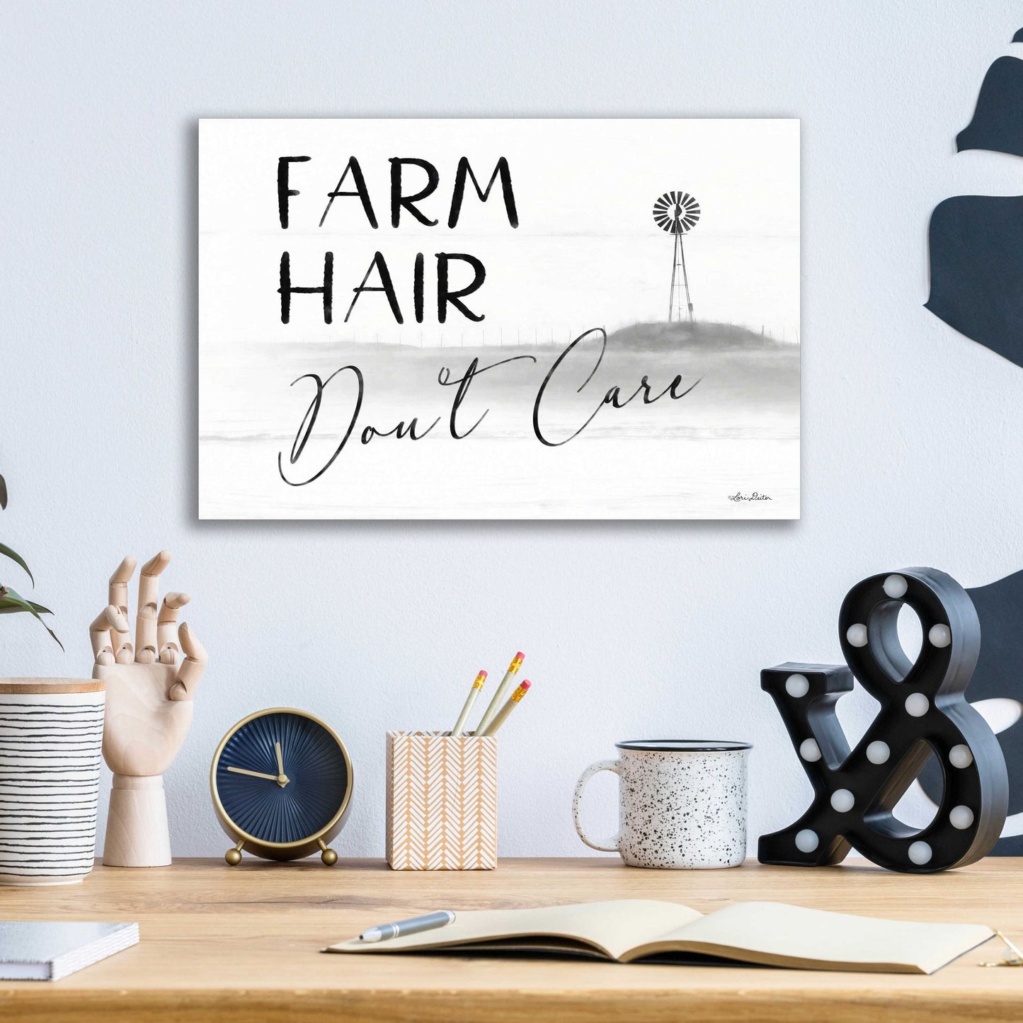 Epic Art 'Farm Hair, Don't Care' by Lori Deiter Acrylic Glass Wall Art,16x12