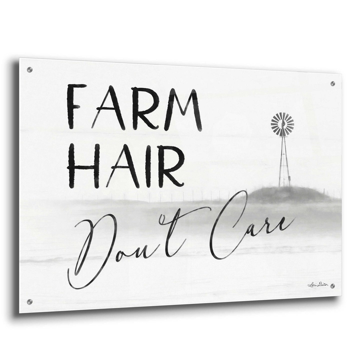 Epic Art 'Farm Hair, Don't Care' by Lori Deiter Acrylic Glass Wall Art,36x24