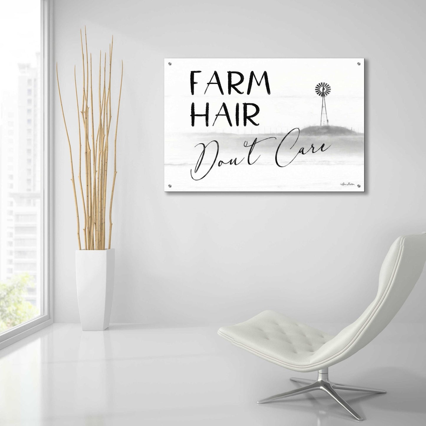 Epic Art 'Farm Hair, Don't Care' by Lori Deiter Acrylic Glass Wall Art,36x24