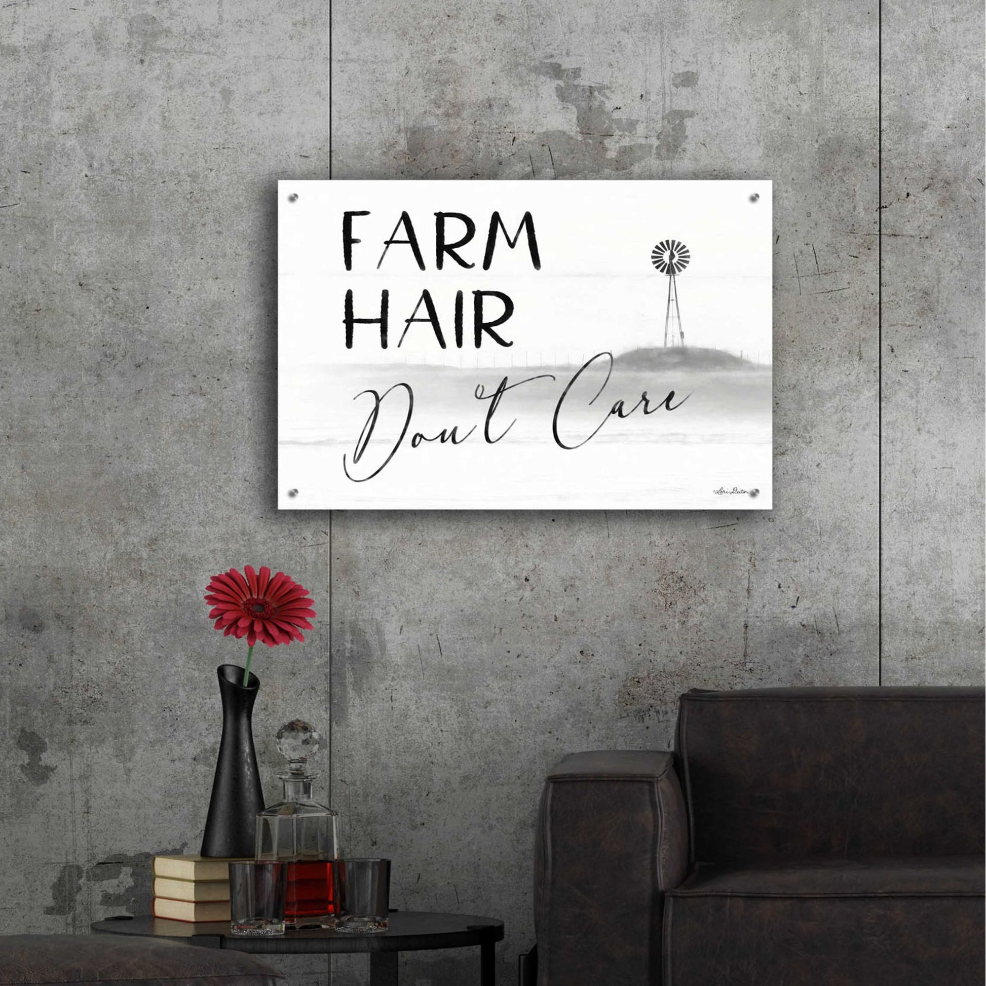 Epic Art 'Farm Hair, Don't Care' by Lori Deiter Acrylic Glass Wall Art,36x24