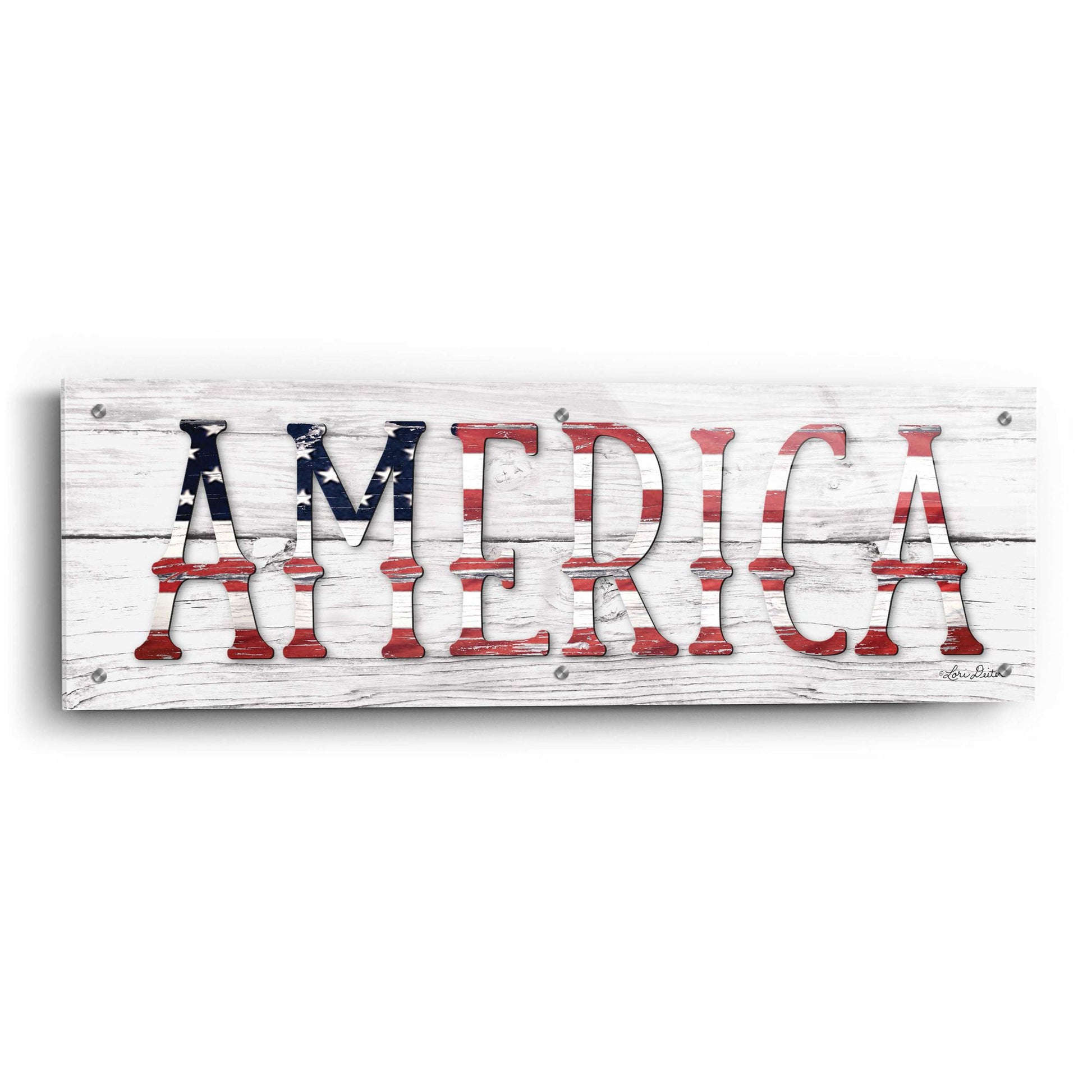 Epic Art 'America' by Lori Deiter Acrylic Glass Wall Art,36x12