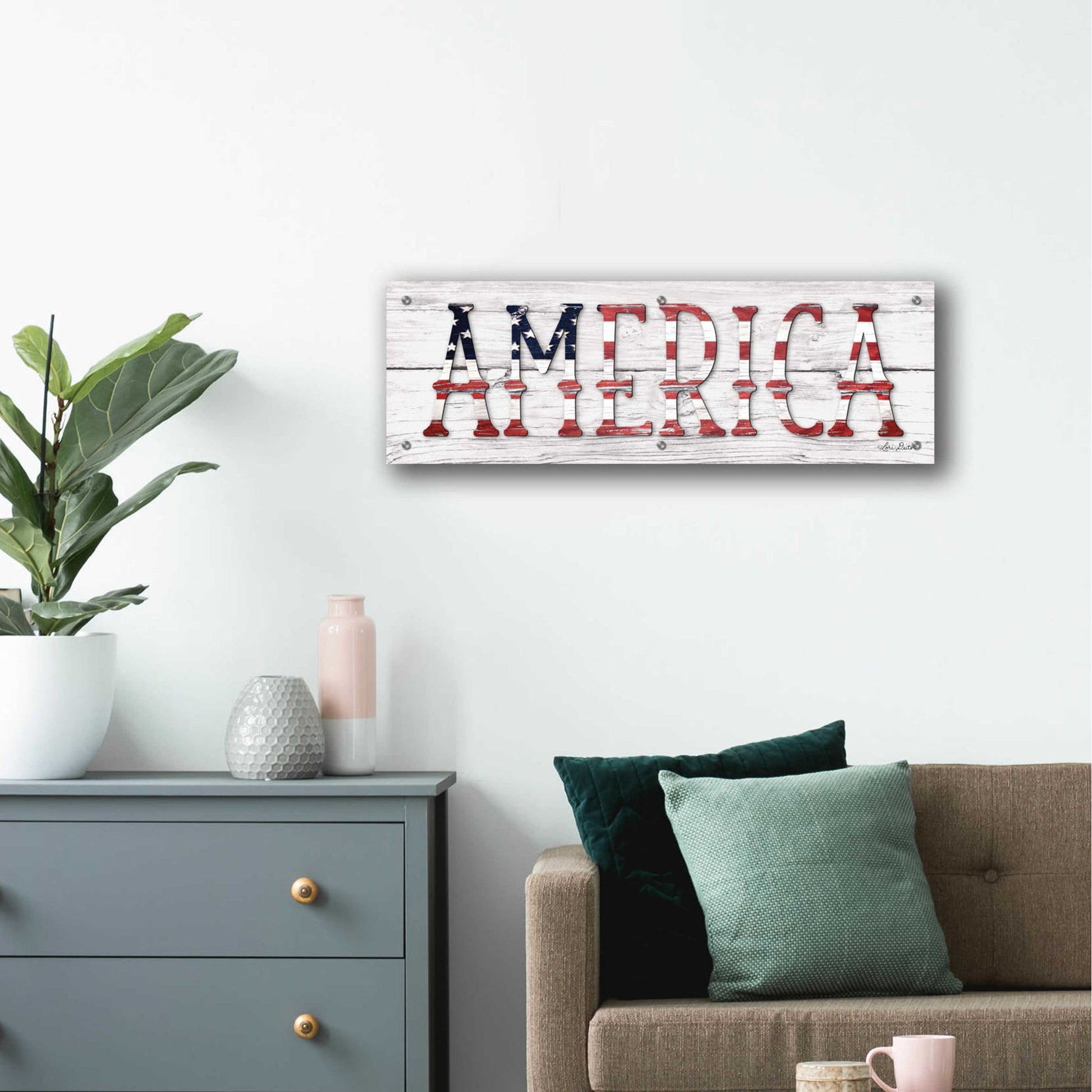 Epic Art 'America' by Lori Deiter Acrylic Glass Wall Art,36x12