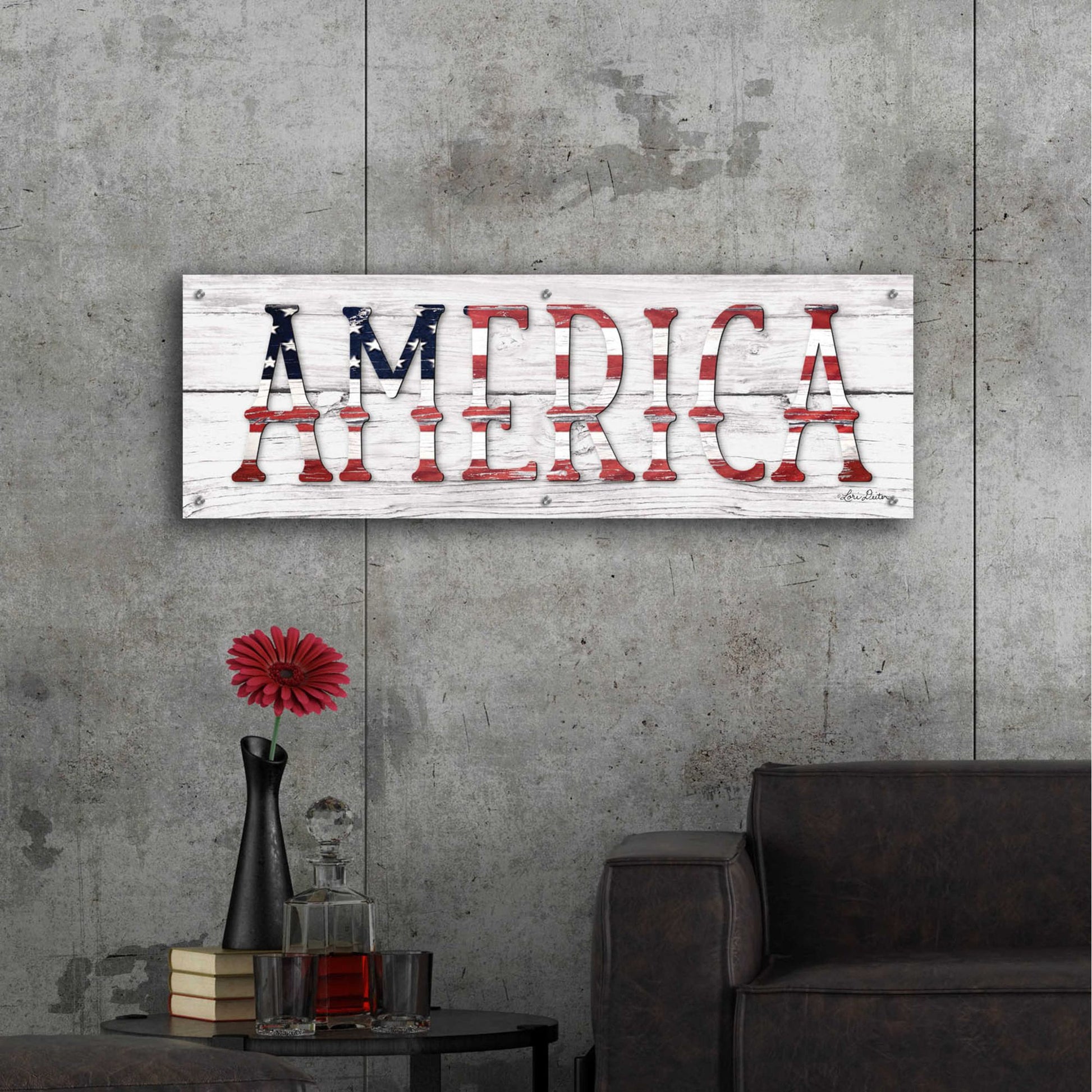 Epic Art 'America' by Lori Deiter Acrylic Glass Wall Art,48x16