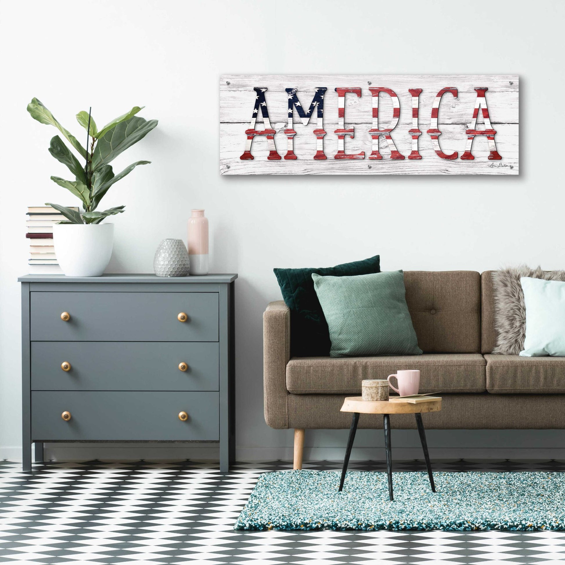 Epic Art 'America' by Lori Deiter Acrylic Glass Wall Art,48x16