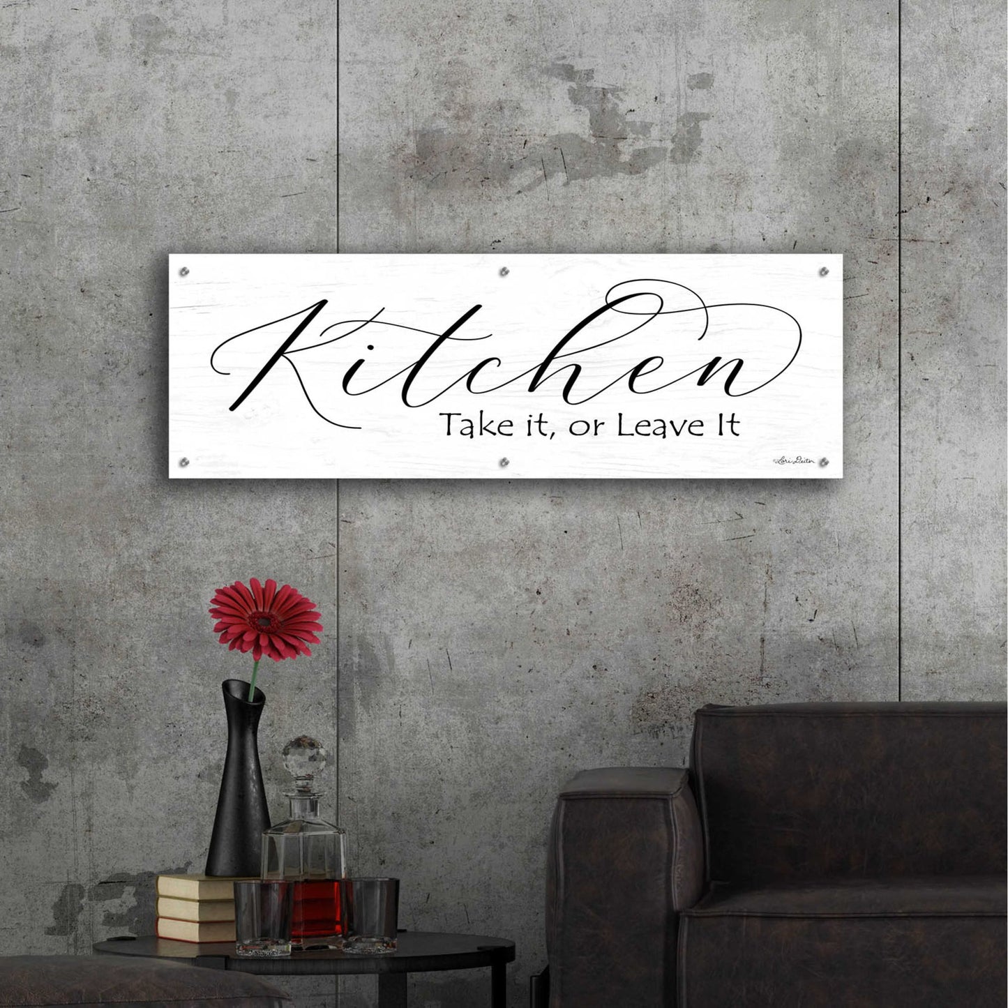 Epic Art 'Kitchen - Take It or Leave It' by Lori Deiter Acrylic Glass Wall Art,48x16