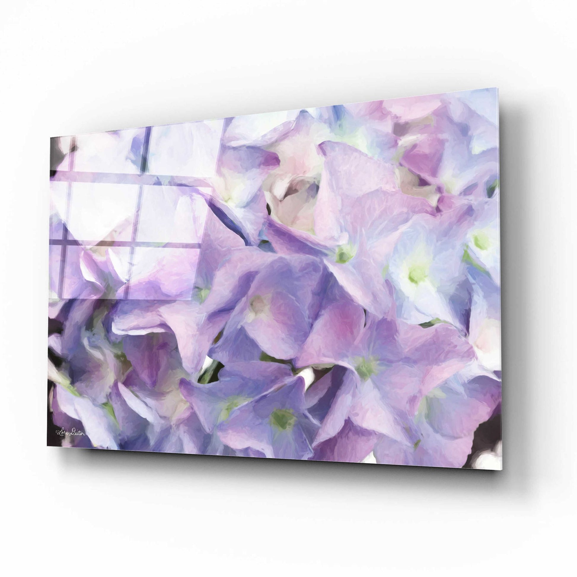 Epic Art 'Violet Hydrangeas' by Lori Deiter Acrylic Glass Wall Art,16x12