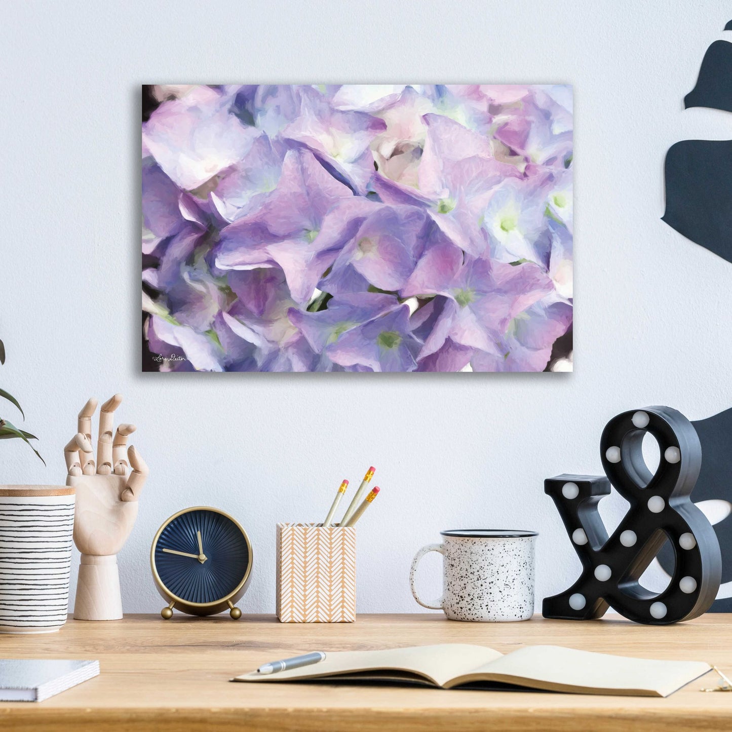 Epic Art 'Violet Hydrangeas' by Lori Deiter Acrylic Glass Wall Art,16x12