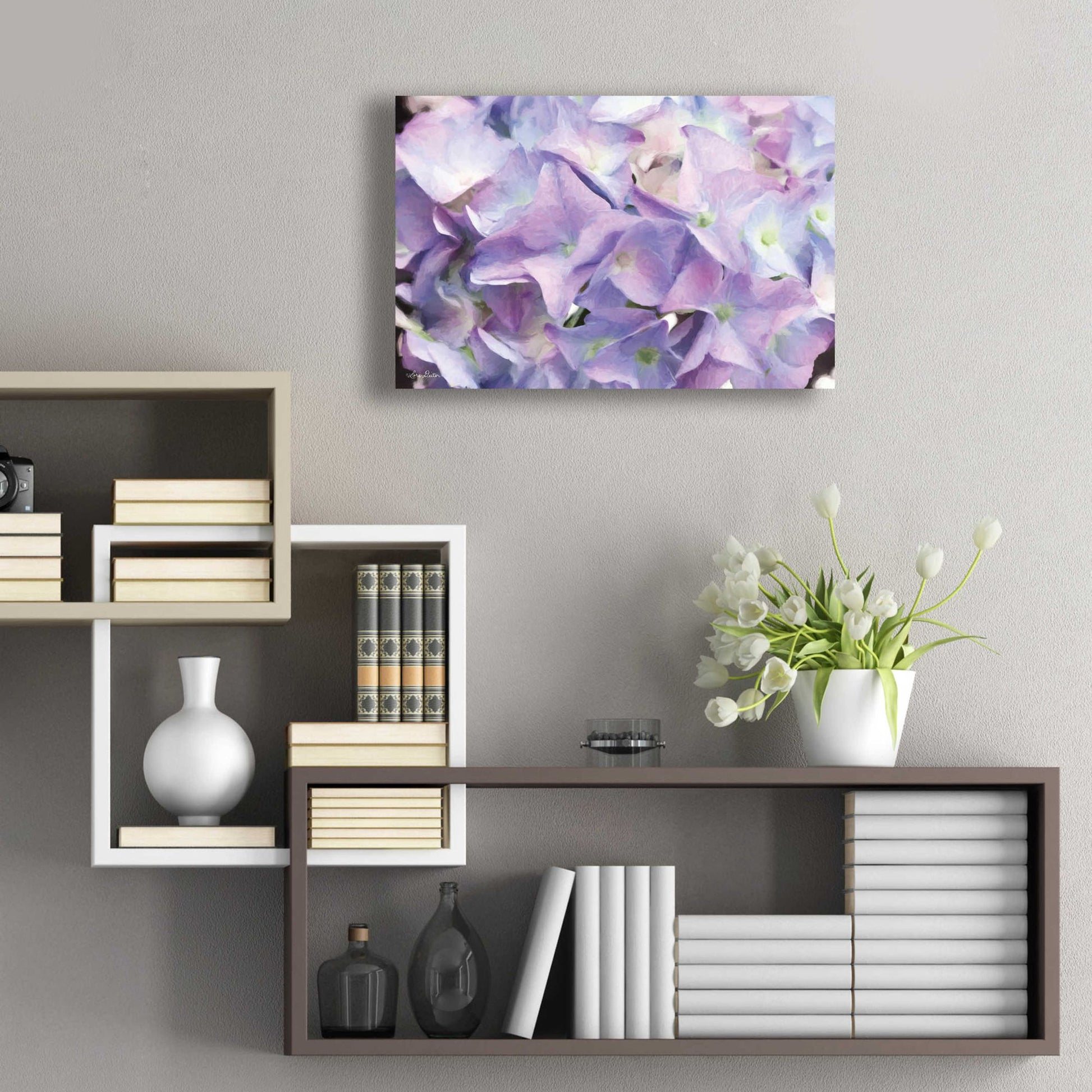 Epic Art 'Violet Hydrangeas' by Lori Deiter Acrylic Glass Wall Art,24x16