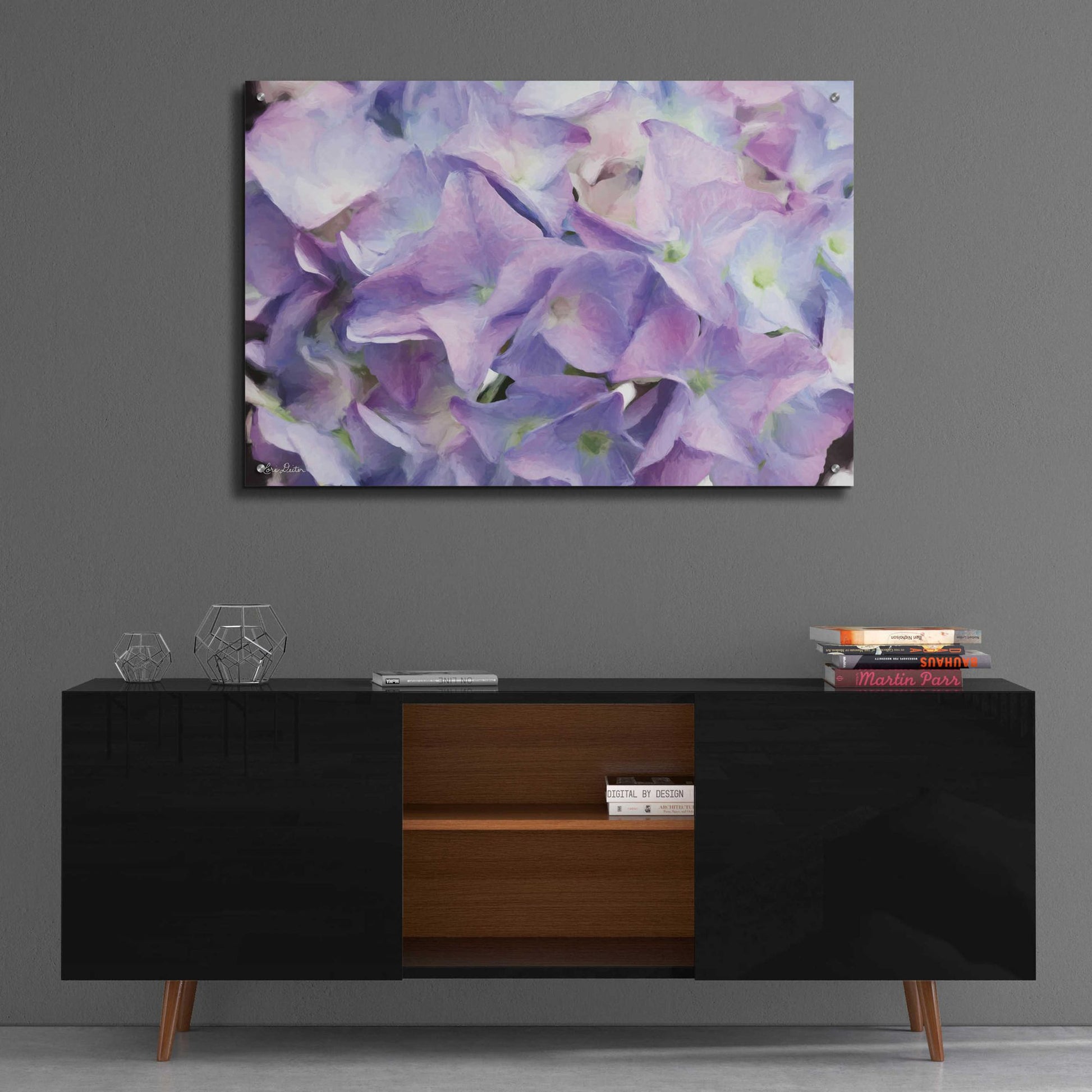 Epic Art 'Violet Hydrangeas' by Lori Deiter Acrylic Glass Wall Art,36x24