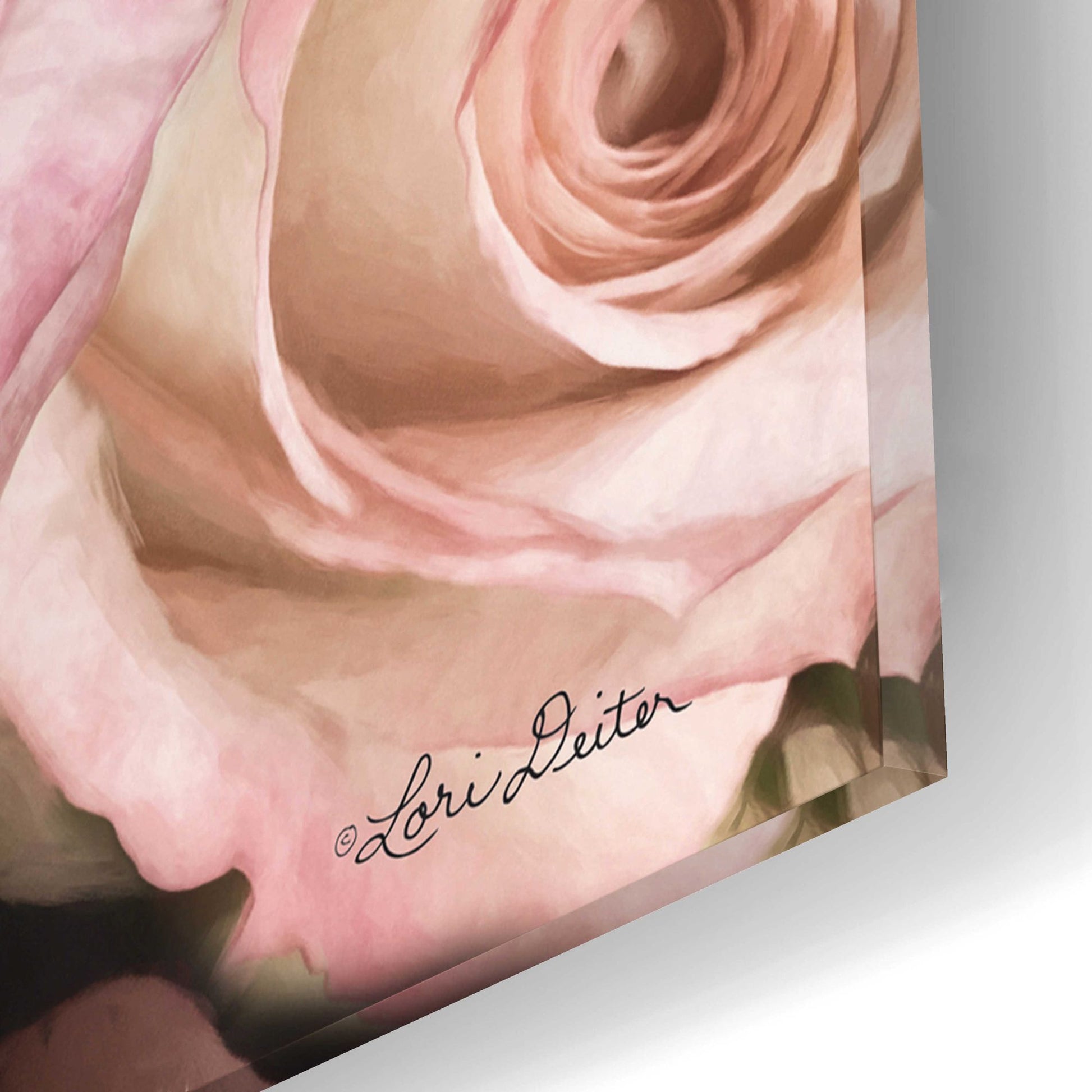 Epic Art 'Top View - Pink Roses' by Lori Deiter Acrylic Glass Wall Art,16x12