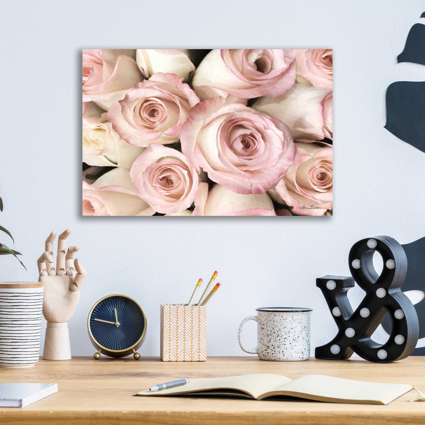 Epic Art 'Top View - Pink Roses' by Lori Deiter Acrylic Glass Wall Art,16x12