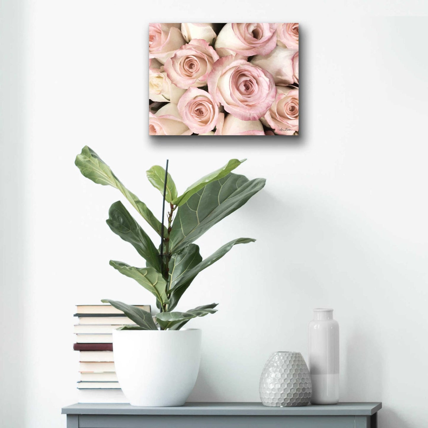 Epic Art 'Top View - Pink Roses' by Lori Deiter Acrylic Glass Wall Art,16x12