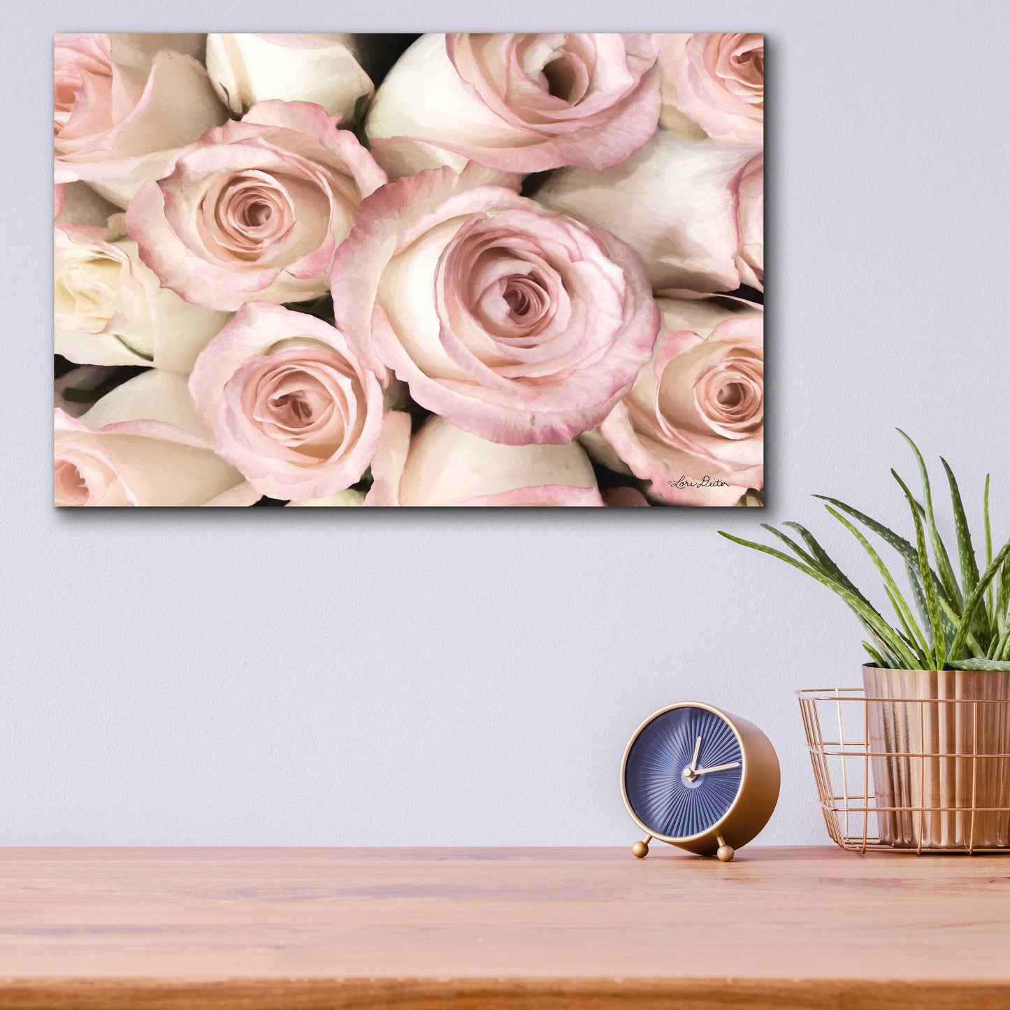 Epic Art 'Top View - Pink Roses' by Lori Deiter Acrylic Glass Wall Art,16x12