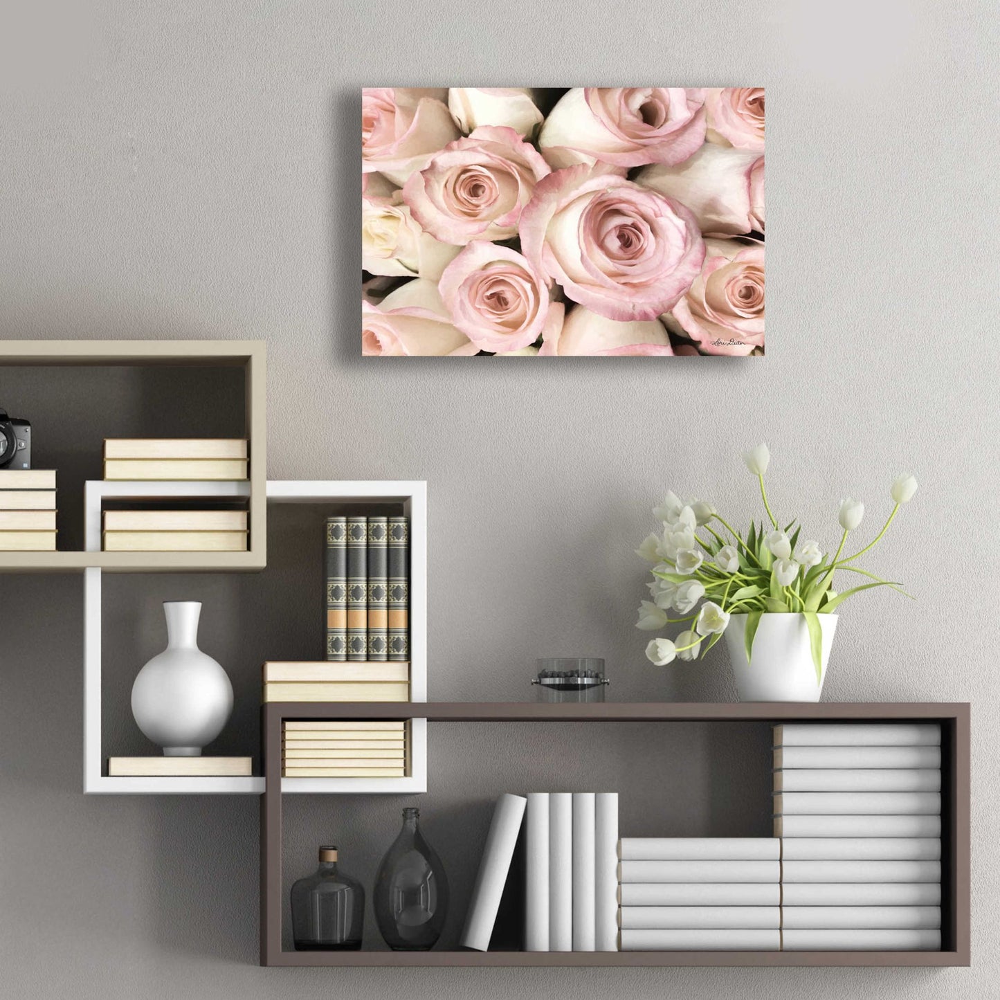 Epic Art 'Top View - Pink Roses' by Lori Deiter Acrylic Glass Wall Art,24x16